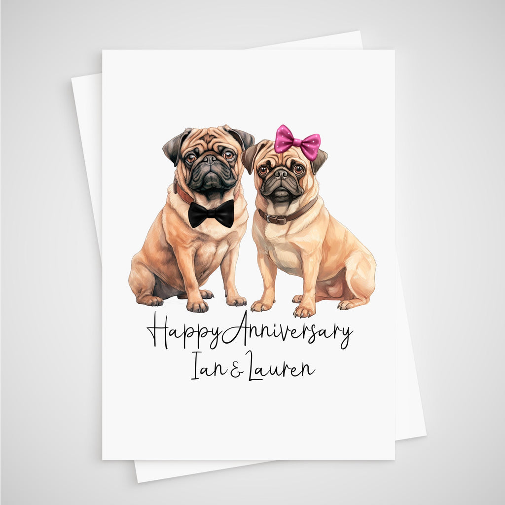 Pug Anniversary Card Personalised Dog