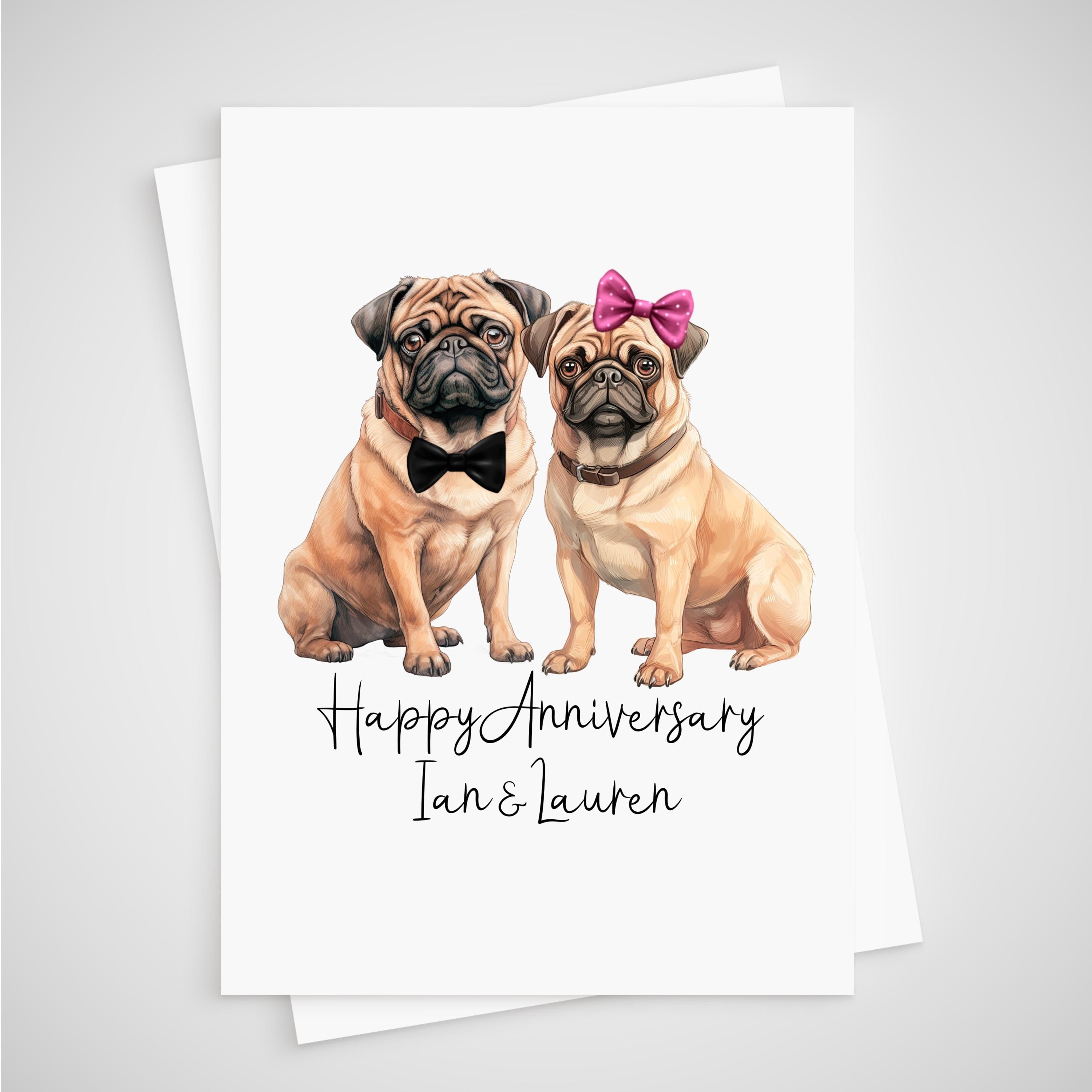Pug Anniversary Card Personalised Dog