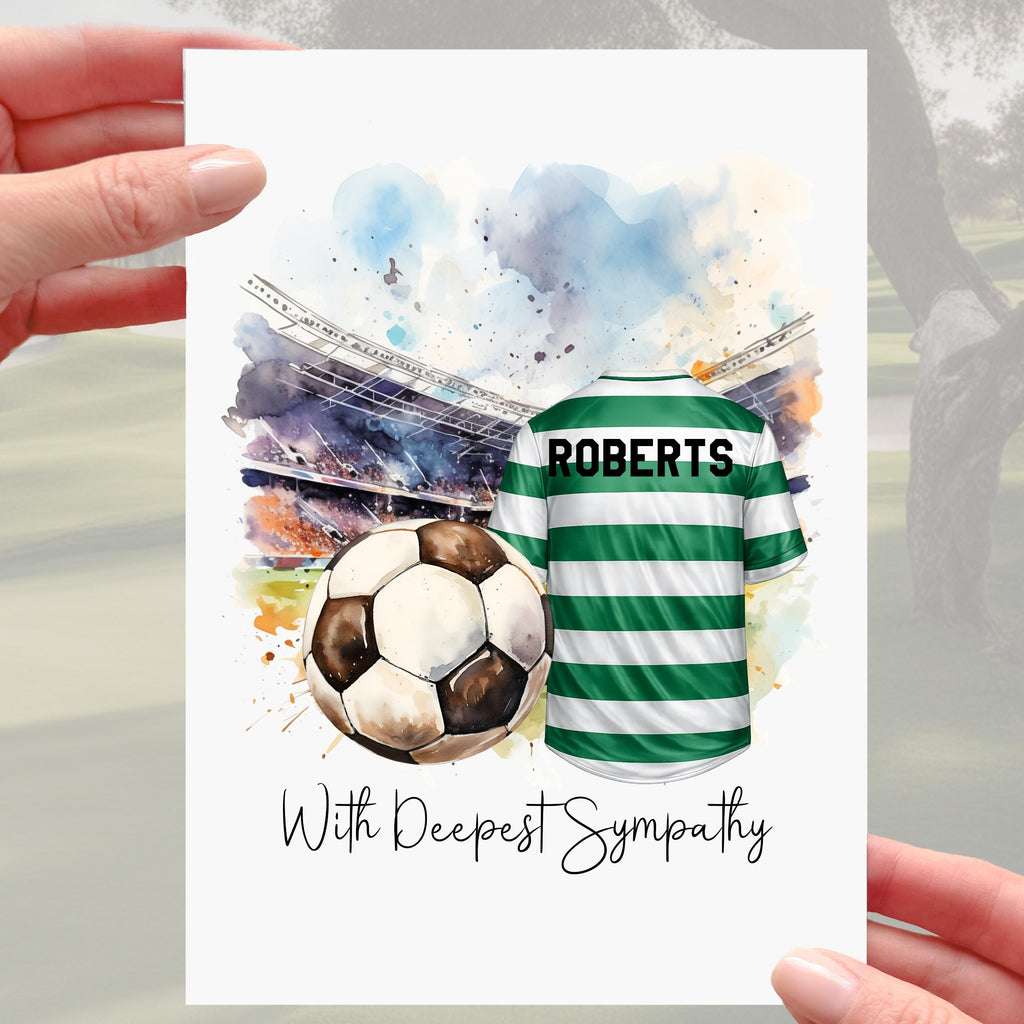 Football Sympathy Card Celtics Grief Mourning Soccer Green White