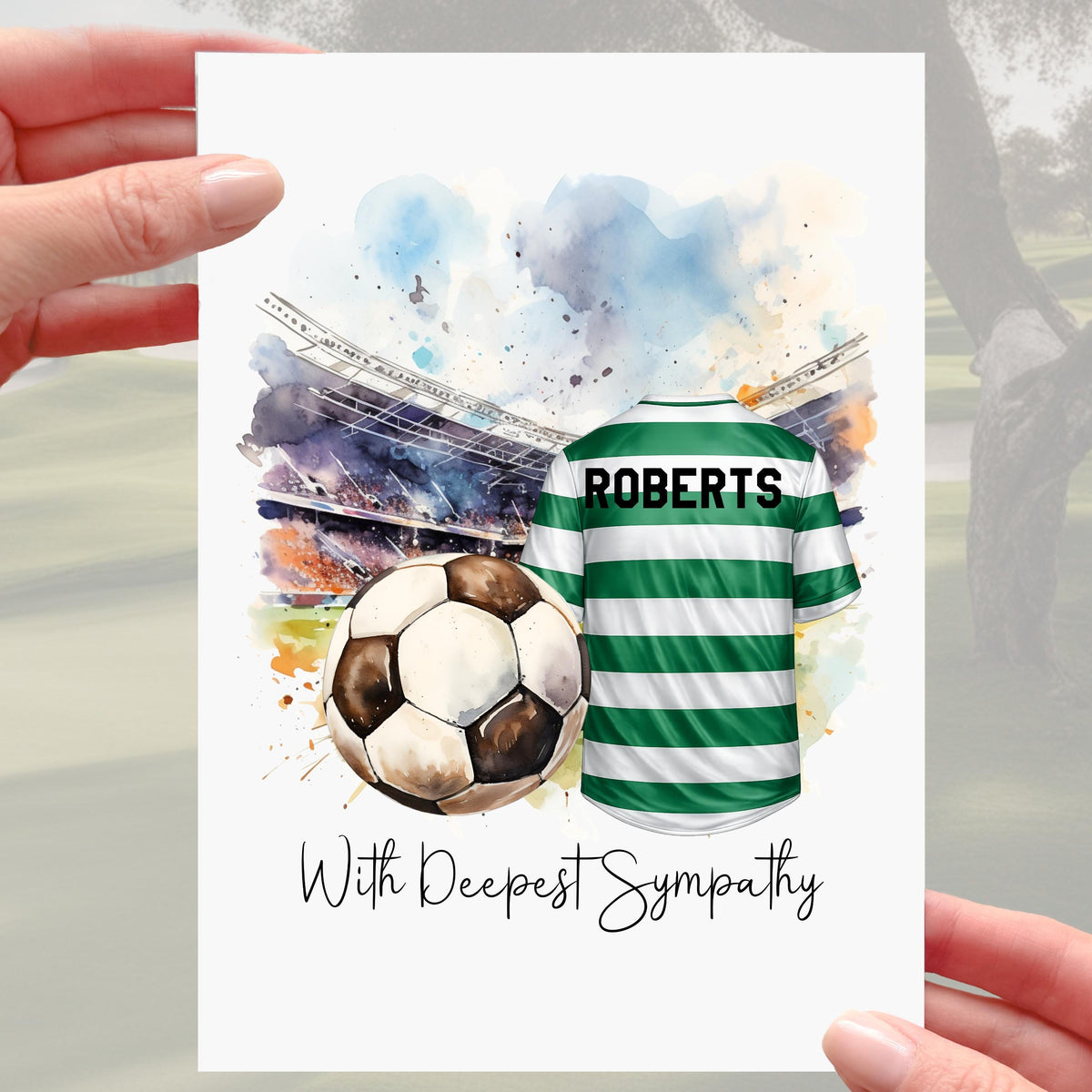 Football Sympathy Card Celtics Grief Mourning Soccer Green White