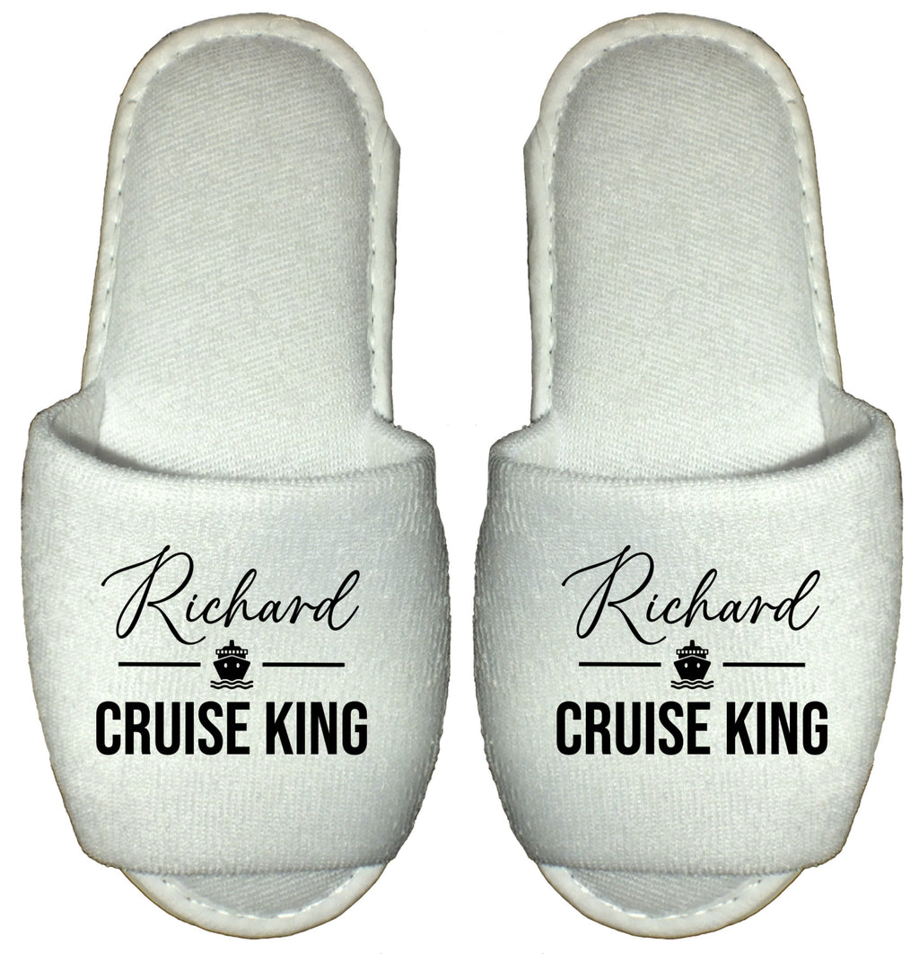 Personalised Spa Slippers Cruise King Queen - Ship Holiday Party Hotel Hot Tub