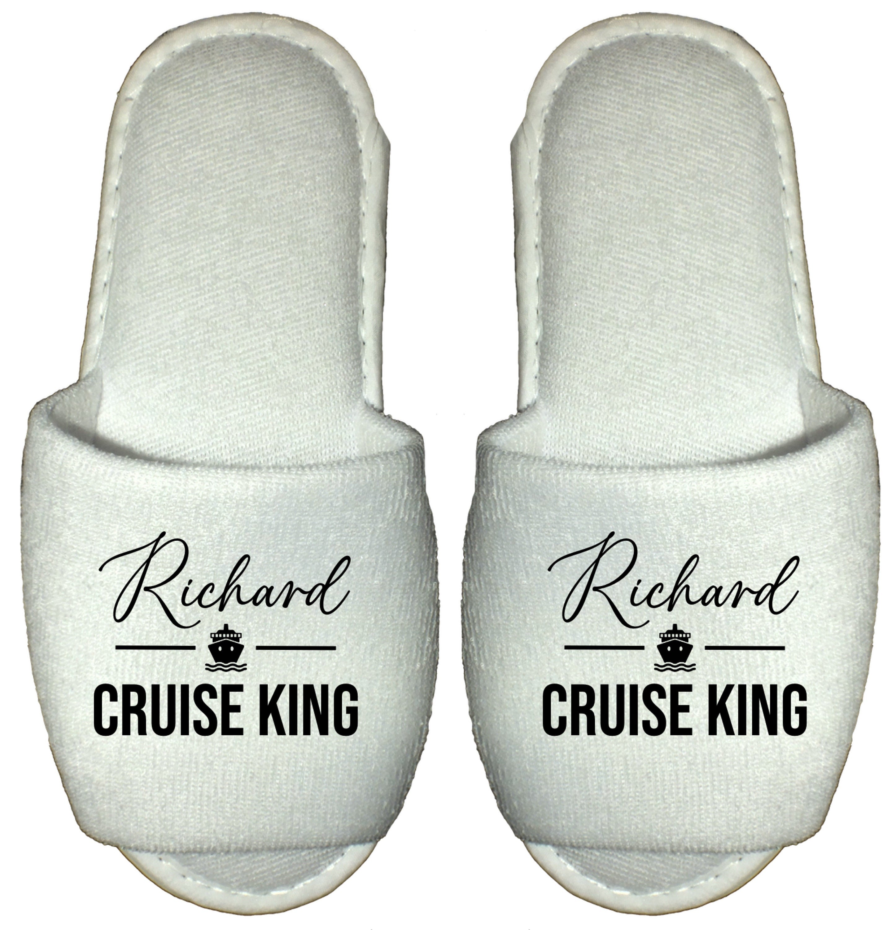Personalised Spa Slippers Cruise King Queen - Ship Holiday Party Hotel Hot Tub