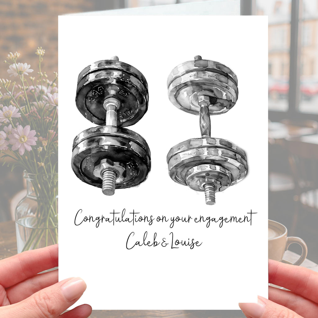 Gym Engagement Card Personalised Fitness Dumbbell Weights