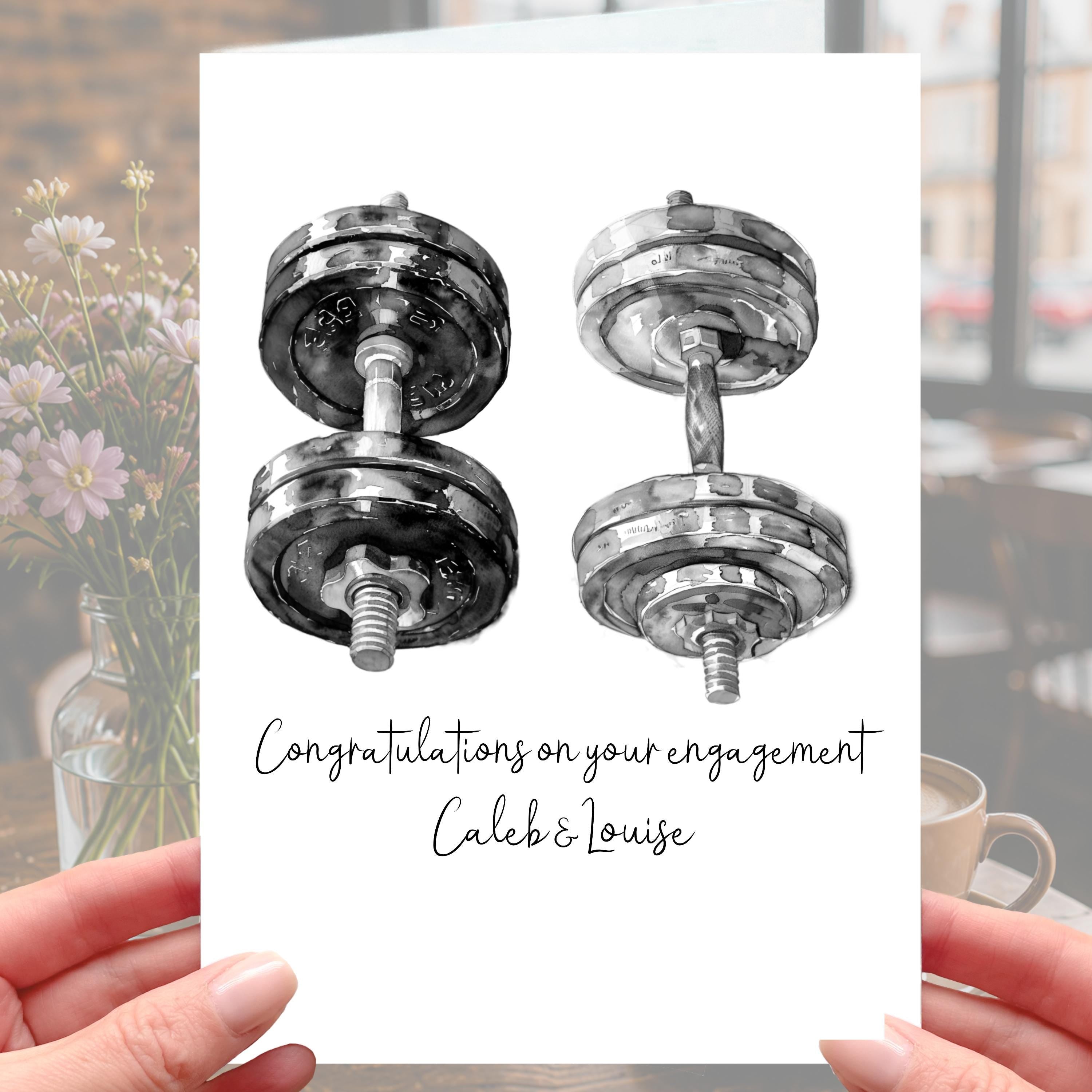 Gym Engagement Card Personalised Fitness Dumbbell Weights
