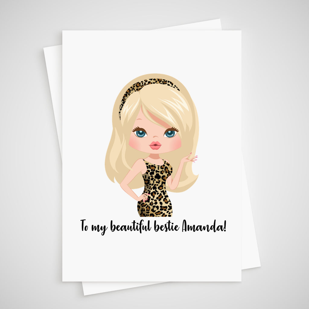Personalized Leopard Print Friend Card