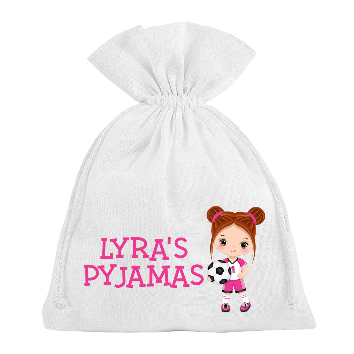 Girls Football Pyjama Bag Personalised Soccer PJ's