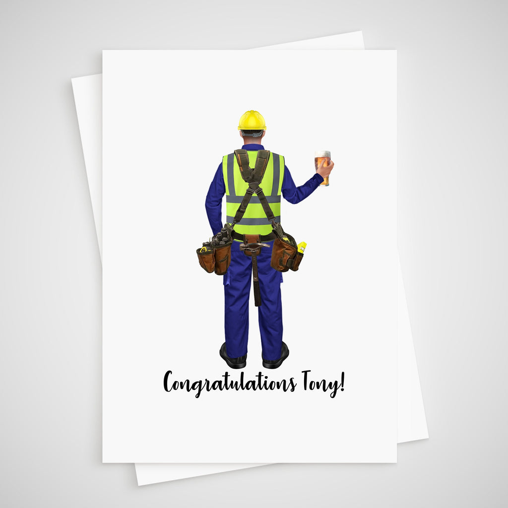 Plumber Card Retirement Personalised Construction Worker Builder