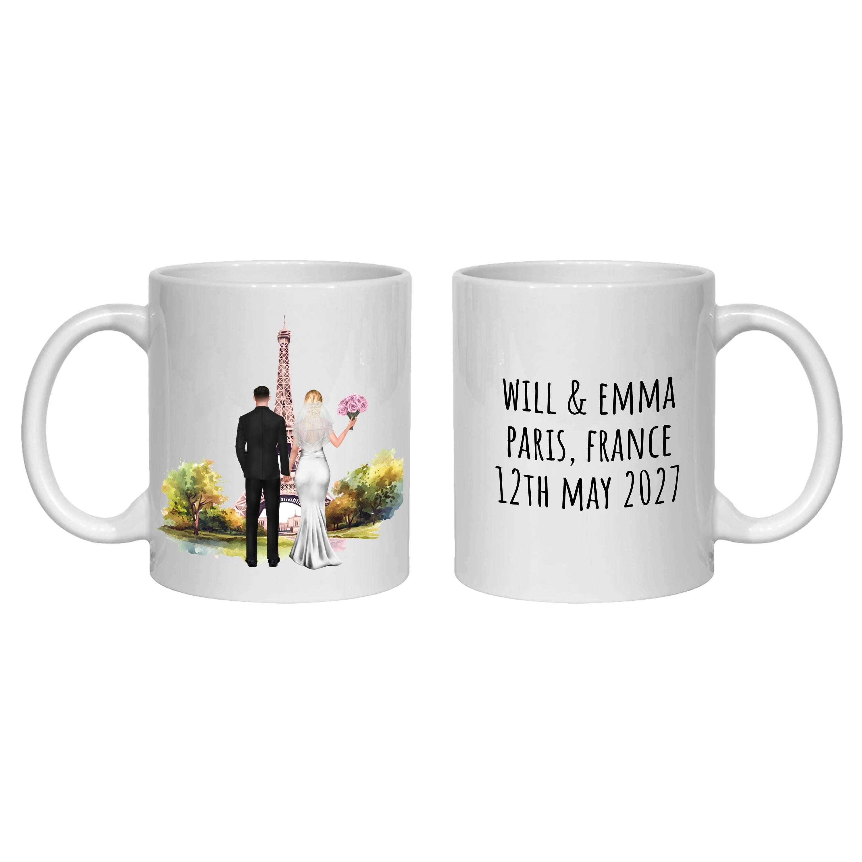 Personalized Paris Wedding Mug gift for Bride & Groom - france, Eiffel tower