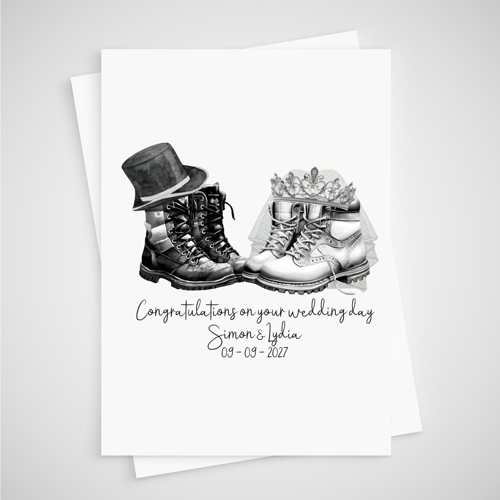 Hiking Boots Wedding Card Personalised Walking