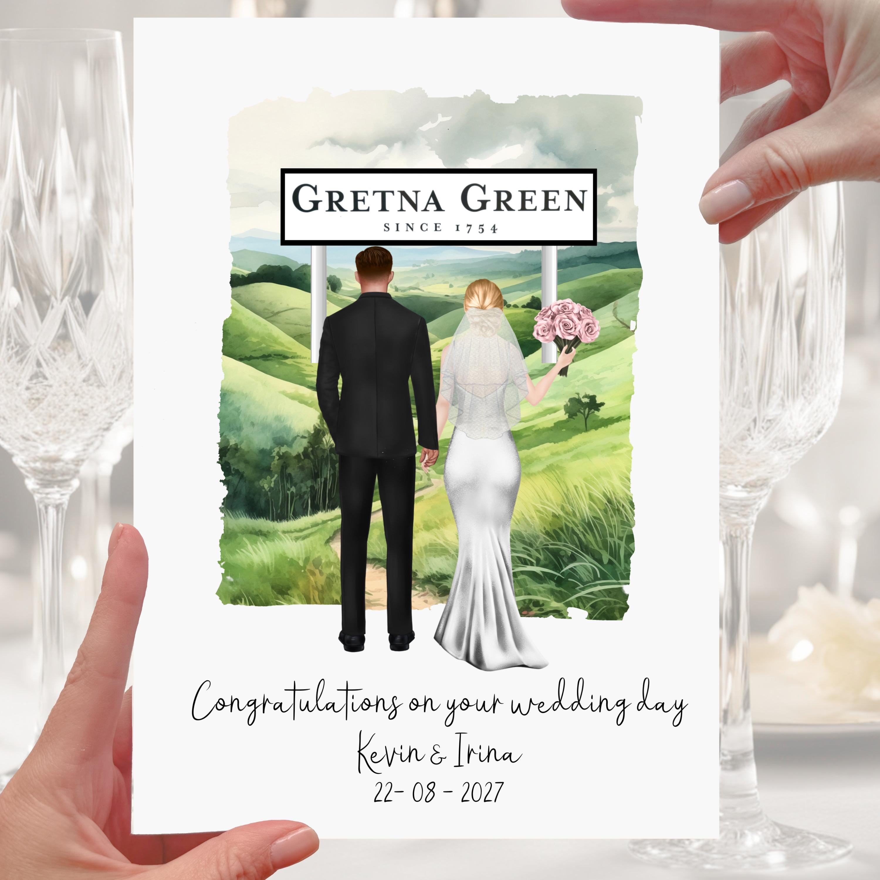 Gretna Green Wedding Card Personalised Scotland Bride & Groom