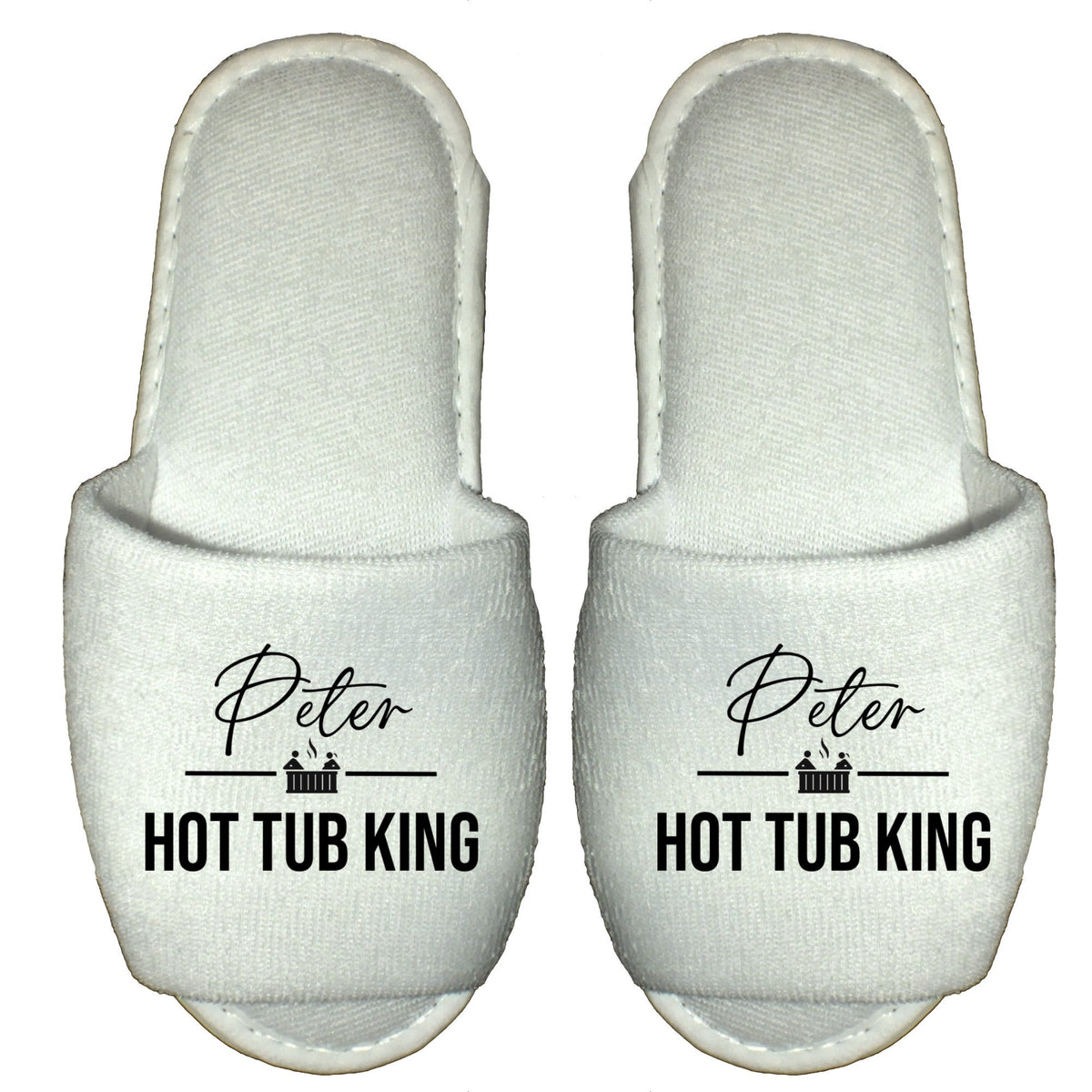 Personalised Spa Slippers Hot Tub King Queen - Party Hotel Sauna