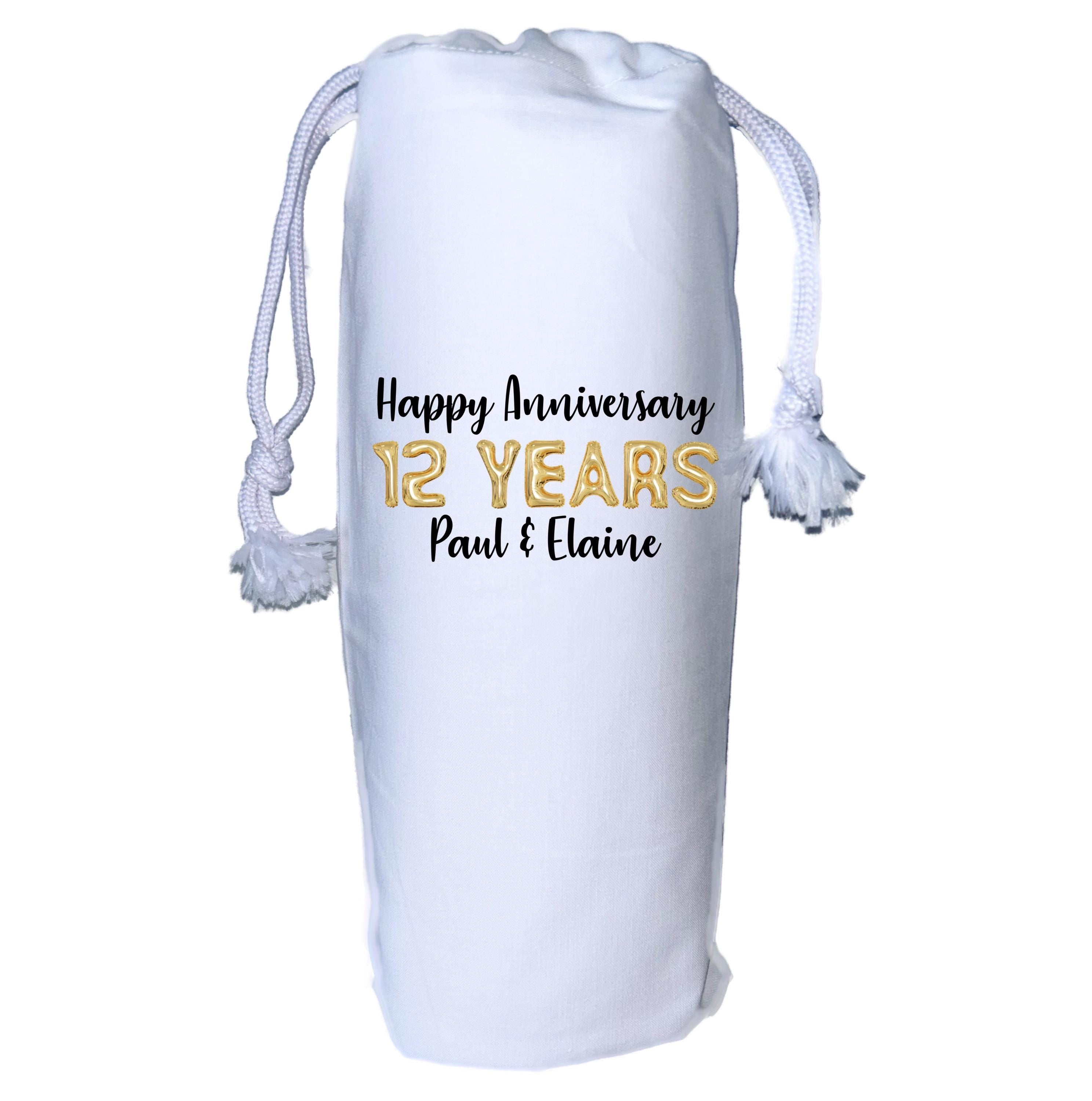 12 years anniversary wine gift bag Personalised - 12th wedding anniversary