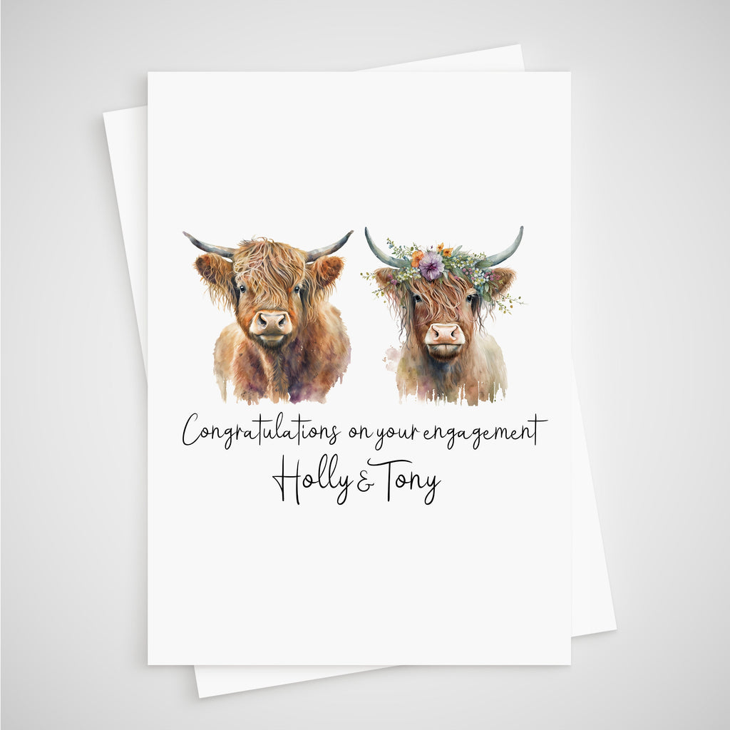 Highland Cow Engagement Card Personalised