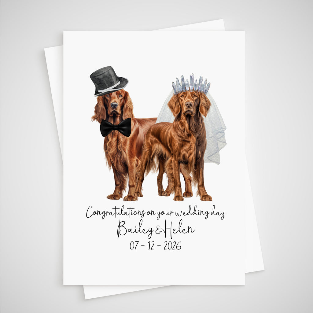 Irish Setter Wedding Card Personalised Bride & Groom Dog