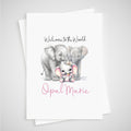 Elephant Baby Card Personalised Girl Newborn Welcome to the World