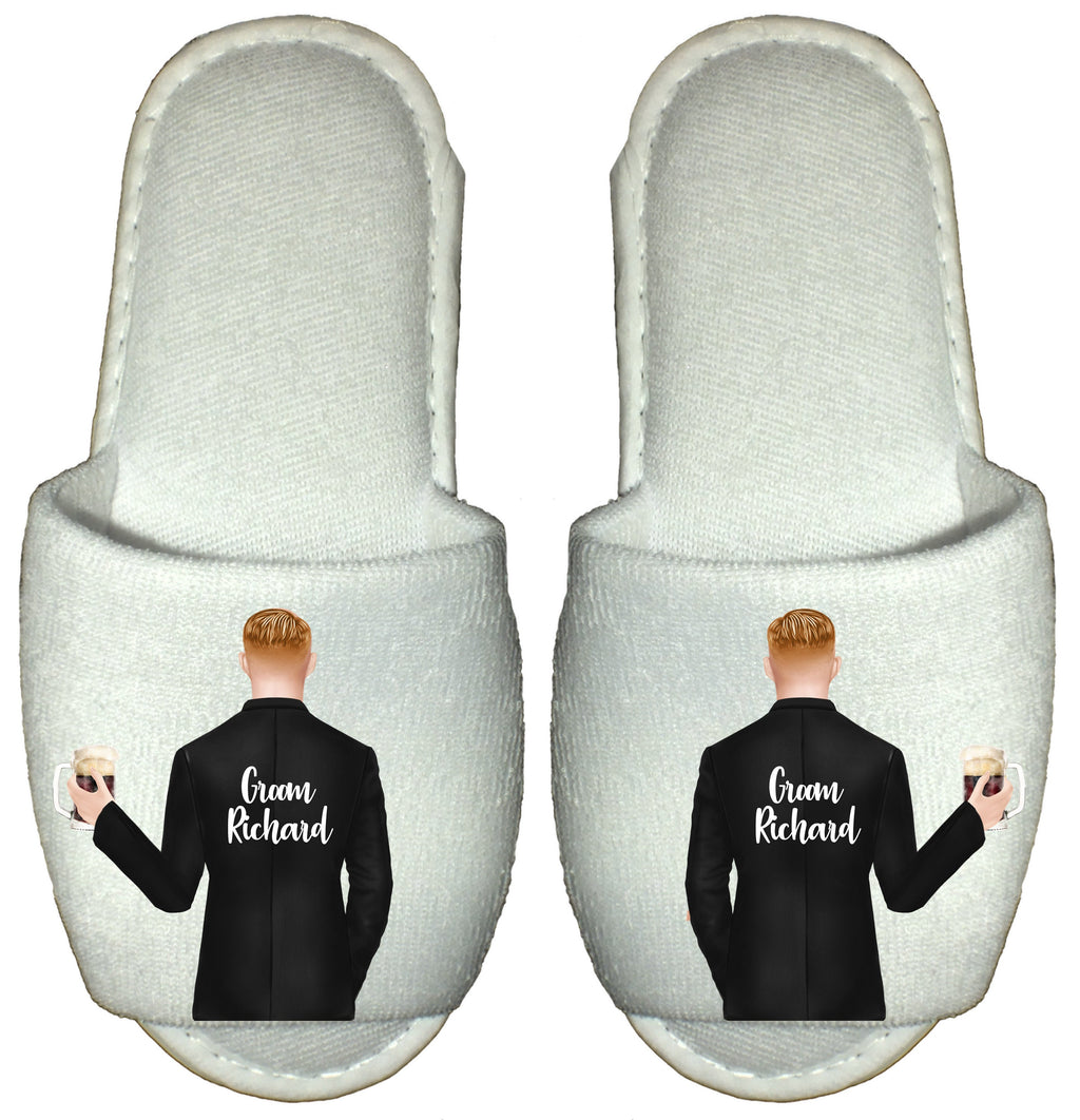 Personalized Groom Spa Slippers, Wedding Party Gifts