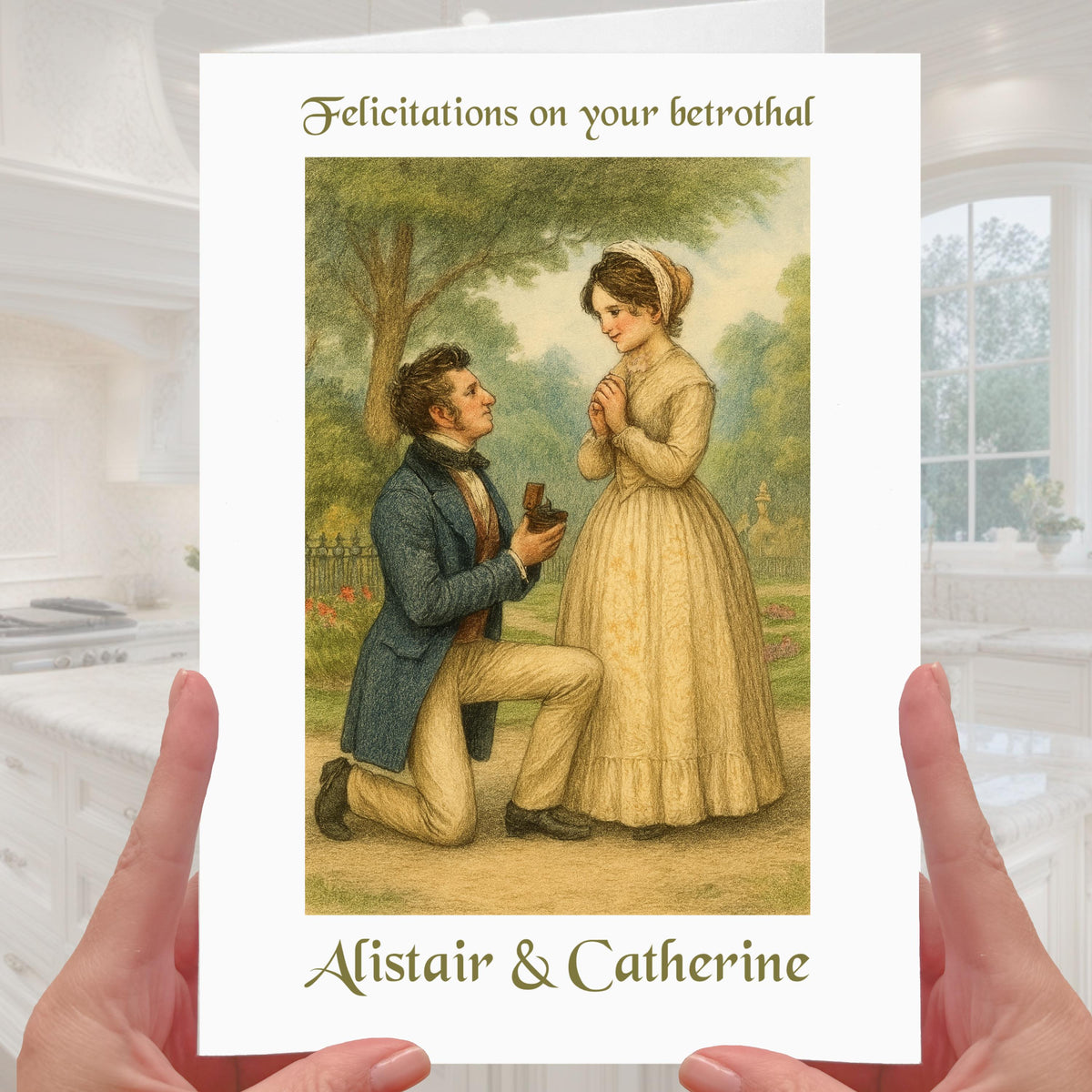 Victorian Engagement Card Personalised Old English Bethrothal
