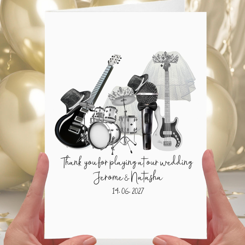 Wedding Band Thank you Card Personalised Musician Group Guitarist