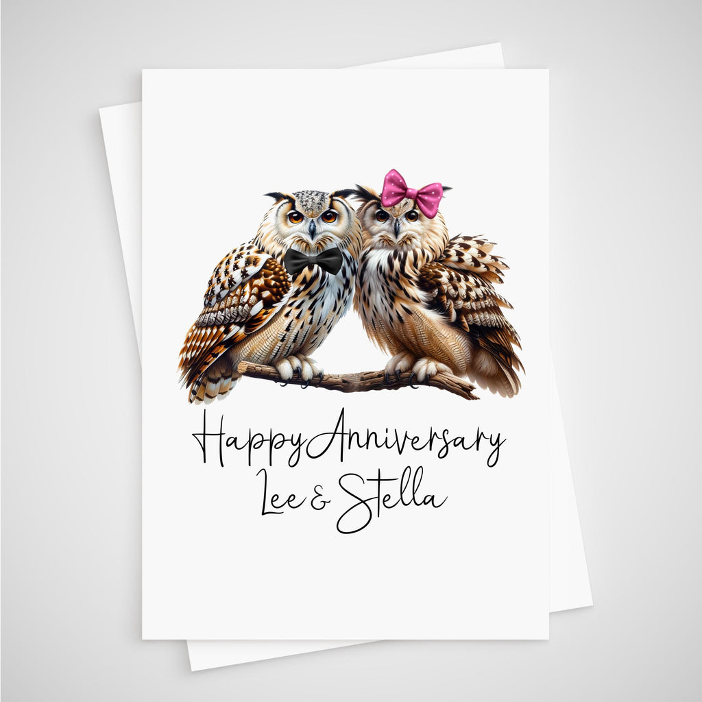 Owl Anniversary Card Personalised