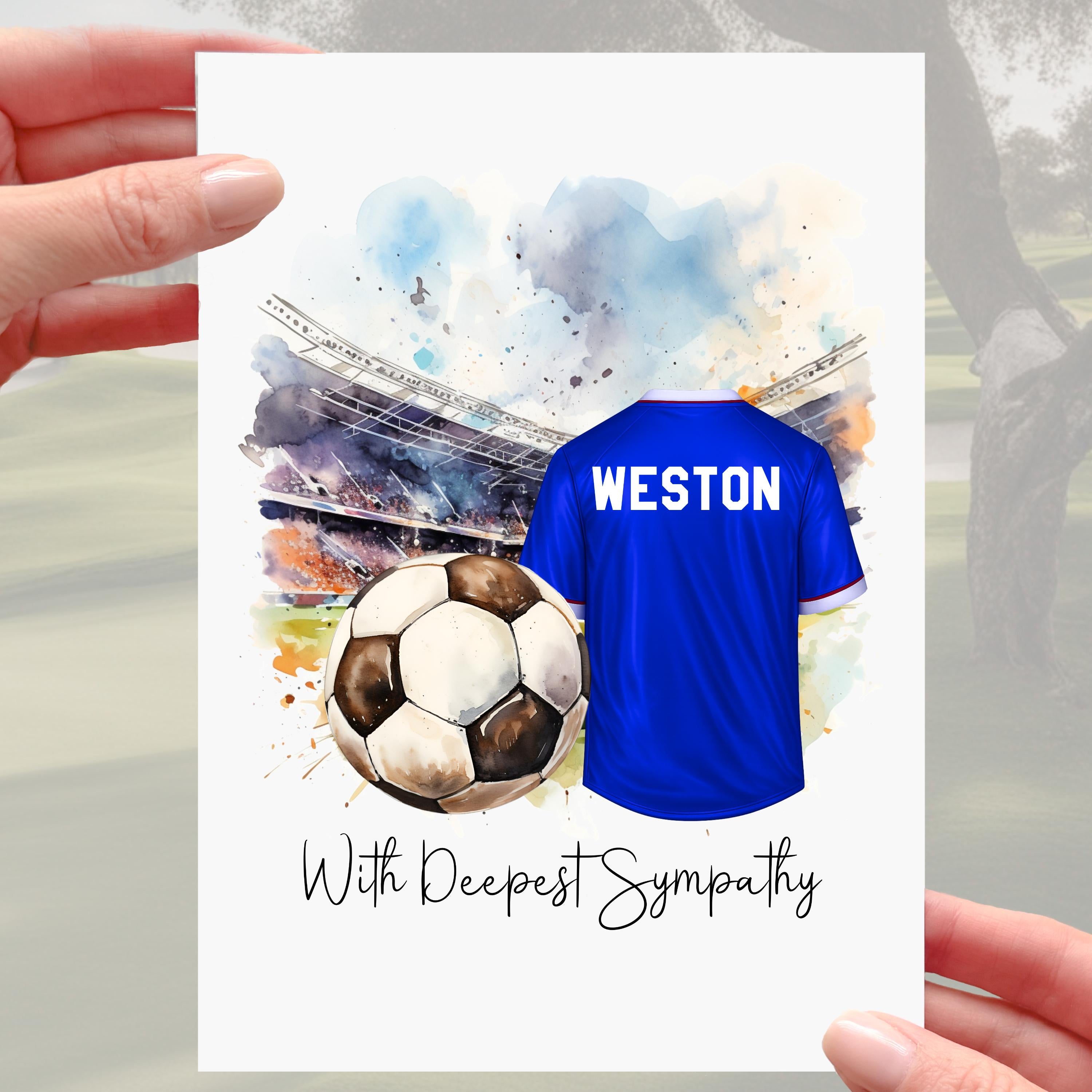 Football Sympathy Card Rangers Grief Mourning Soccer Bluebirds