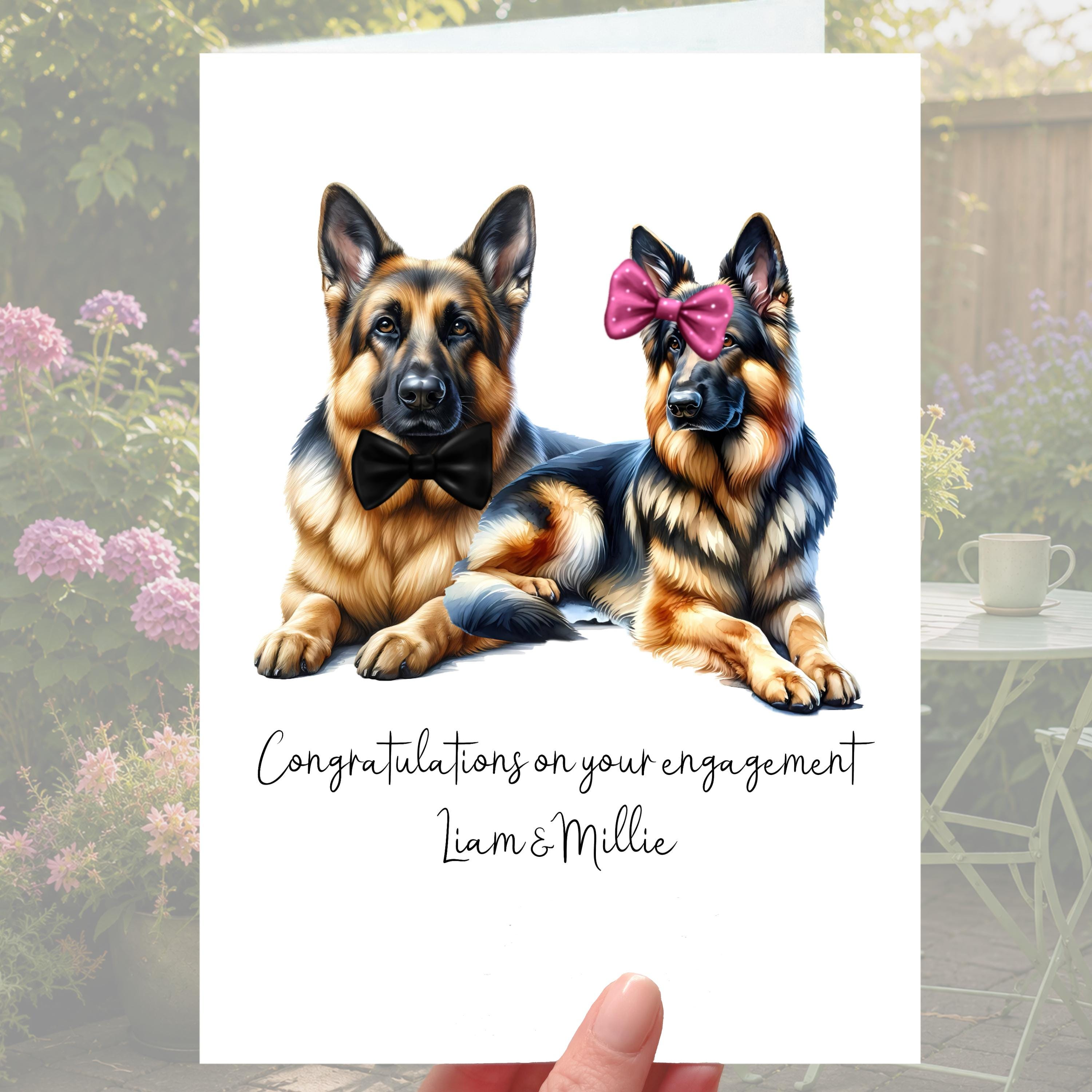 Alsatian Dog Engagement Card Personalised German Shepherd