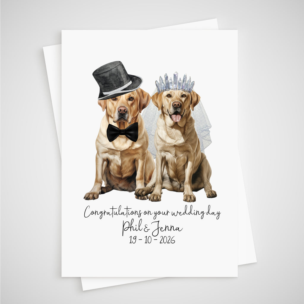 Golden Labrador Wedding Card Personalised Bride & Groom Dog