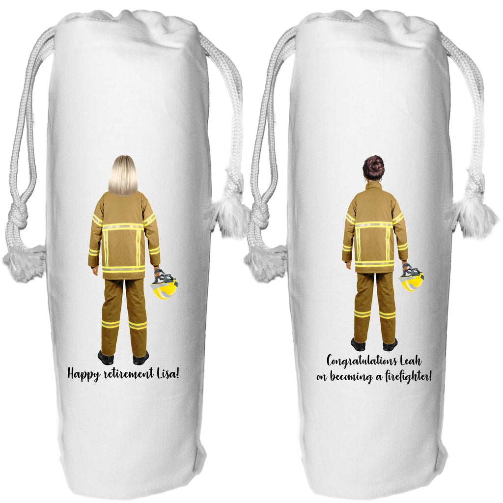 Firefighter Wine Bag Personalised for Female - Firewoman Thank you Appreciation gift retirement new job
