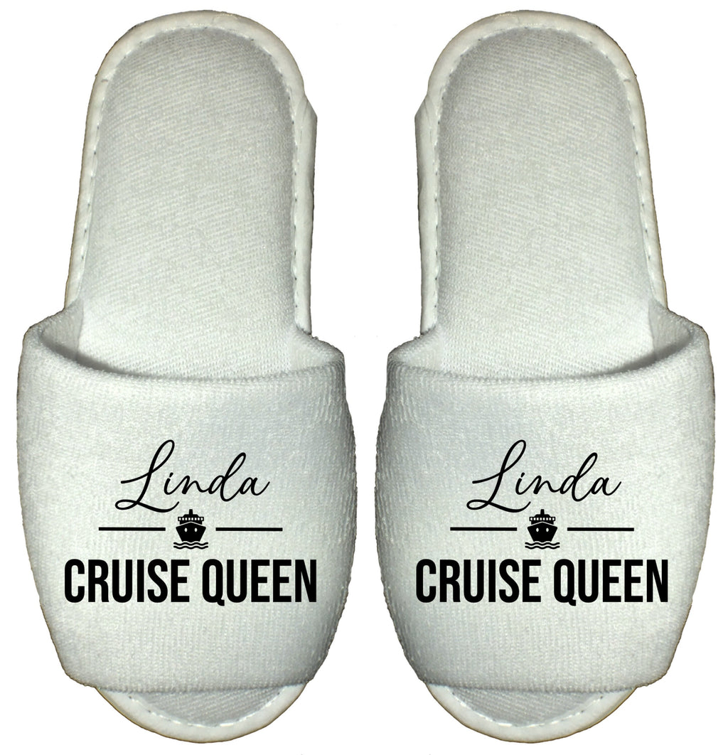 Personalised Spa Slippers Cruise King Queen - Ship Holiday Party Hotel Hot Tub