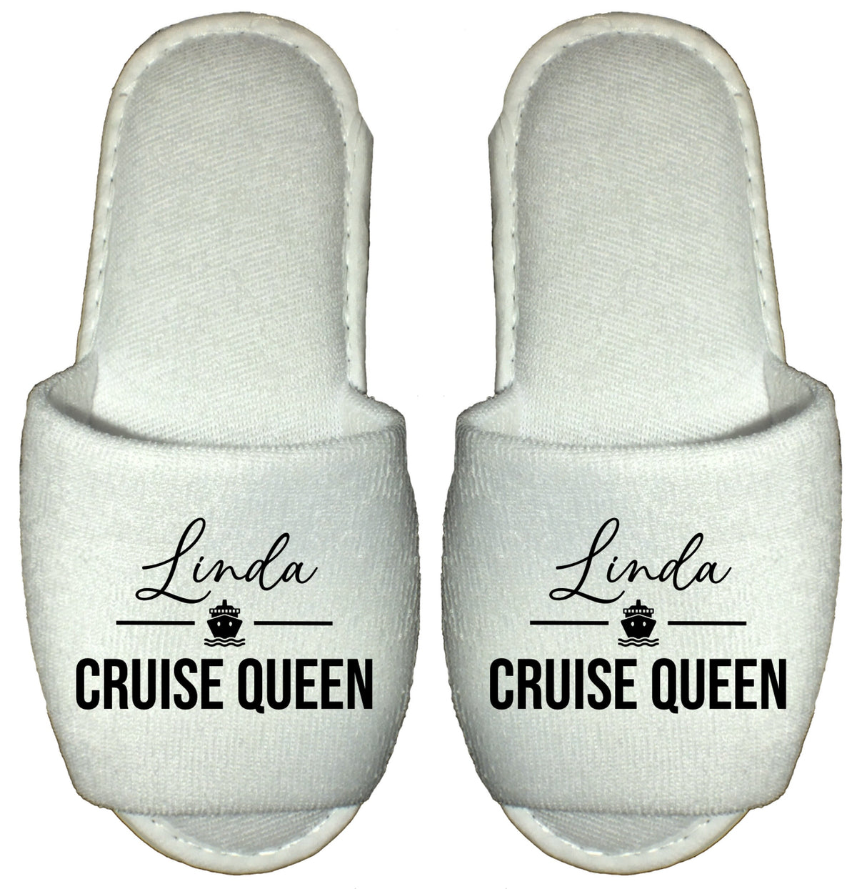 Personalised Spa Slippers Cruise King Queen - Ship Holiday Party Hotel Hot Tub