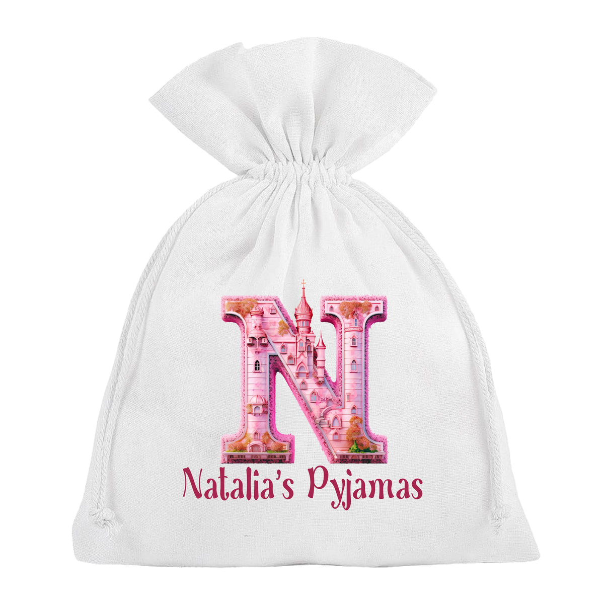 Fairy Pyjama Bag Personalised Pink princess castle Sleepover Slumber Party PJ's