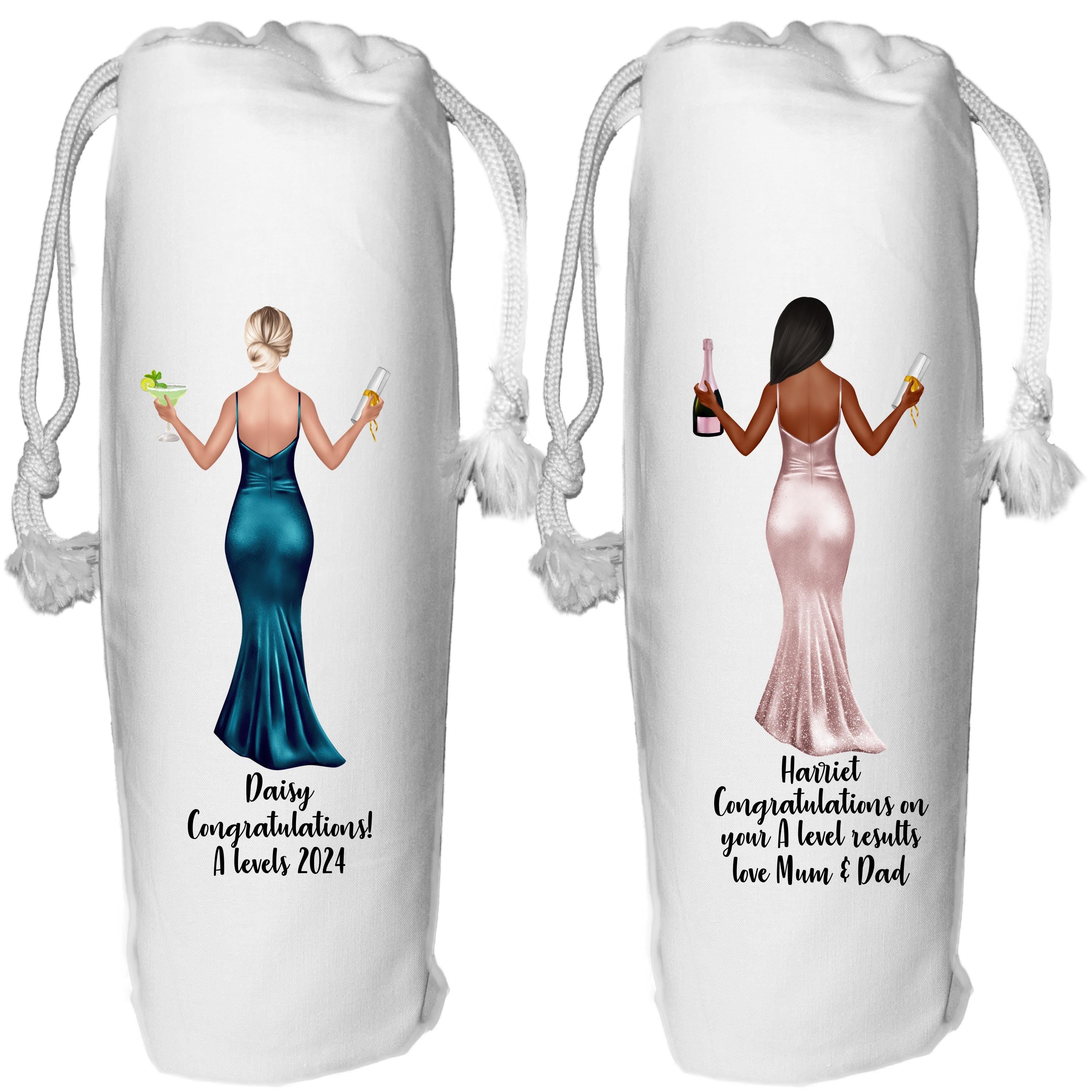 A Levels Wine Bottle Bag Personalised for girls Passing Exams