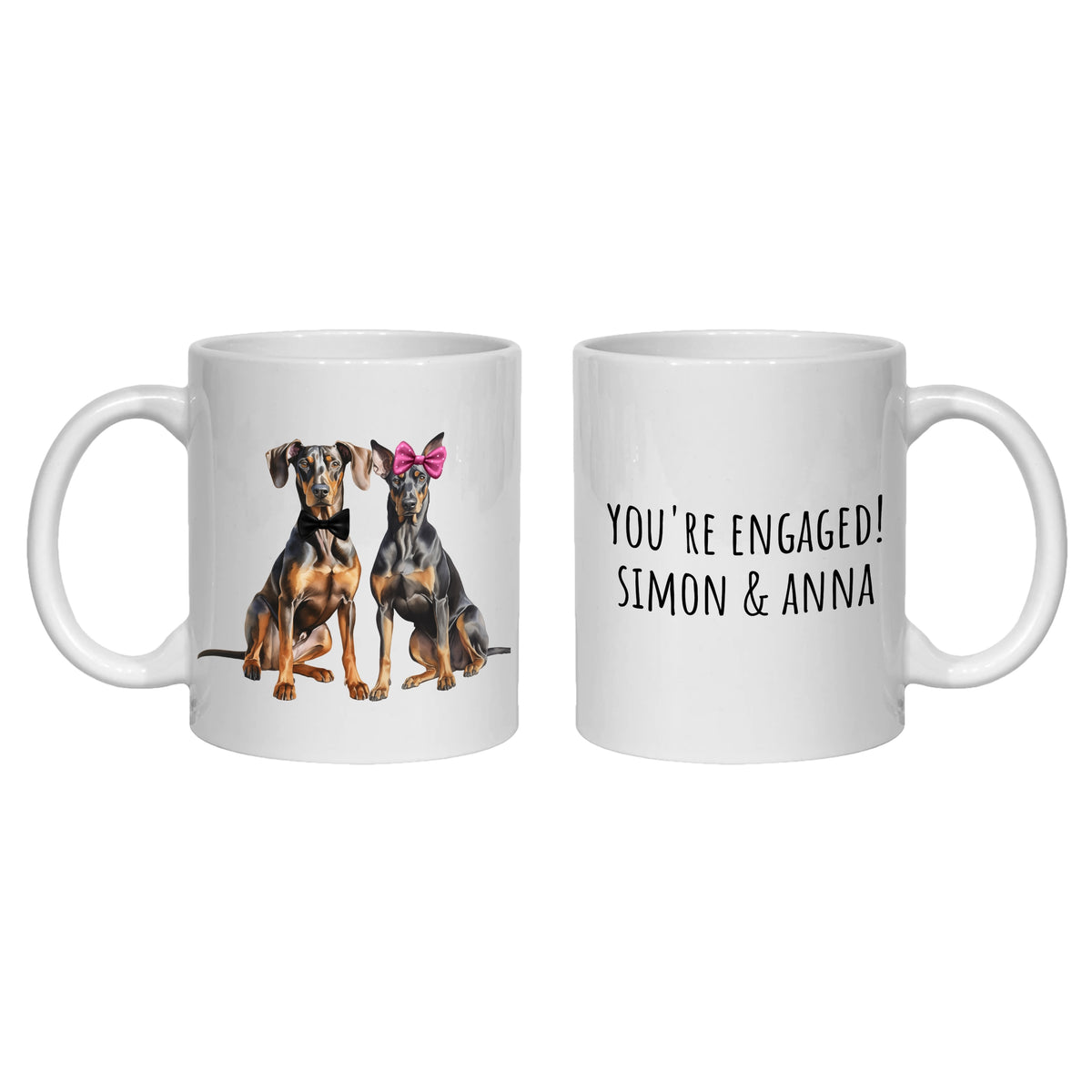 Doberman Engagement Personalised Mug Dogs Gift