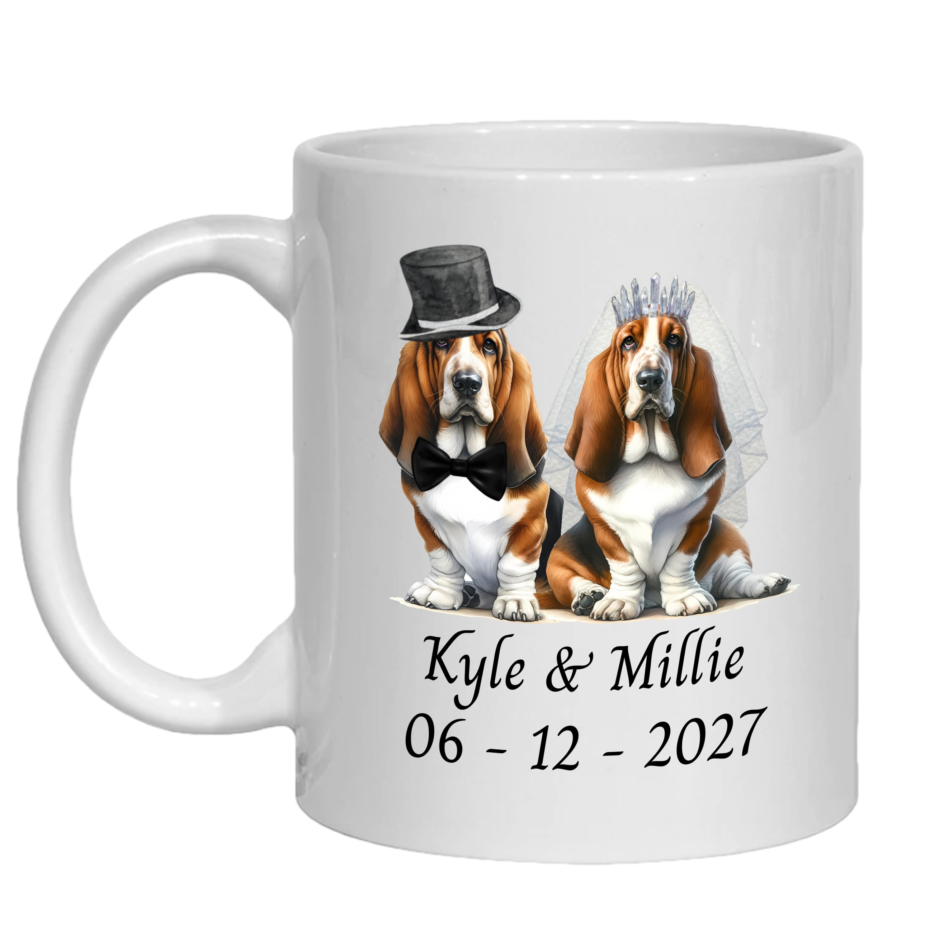 Bassett Hound Wedding Personalised Mug Dogs Gift