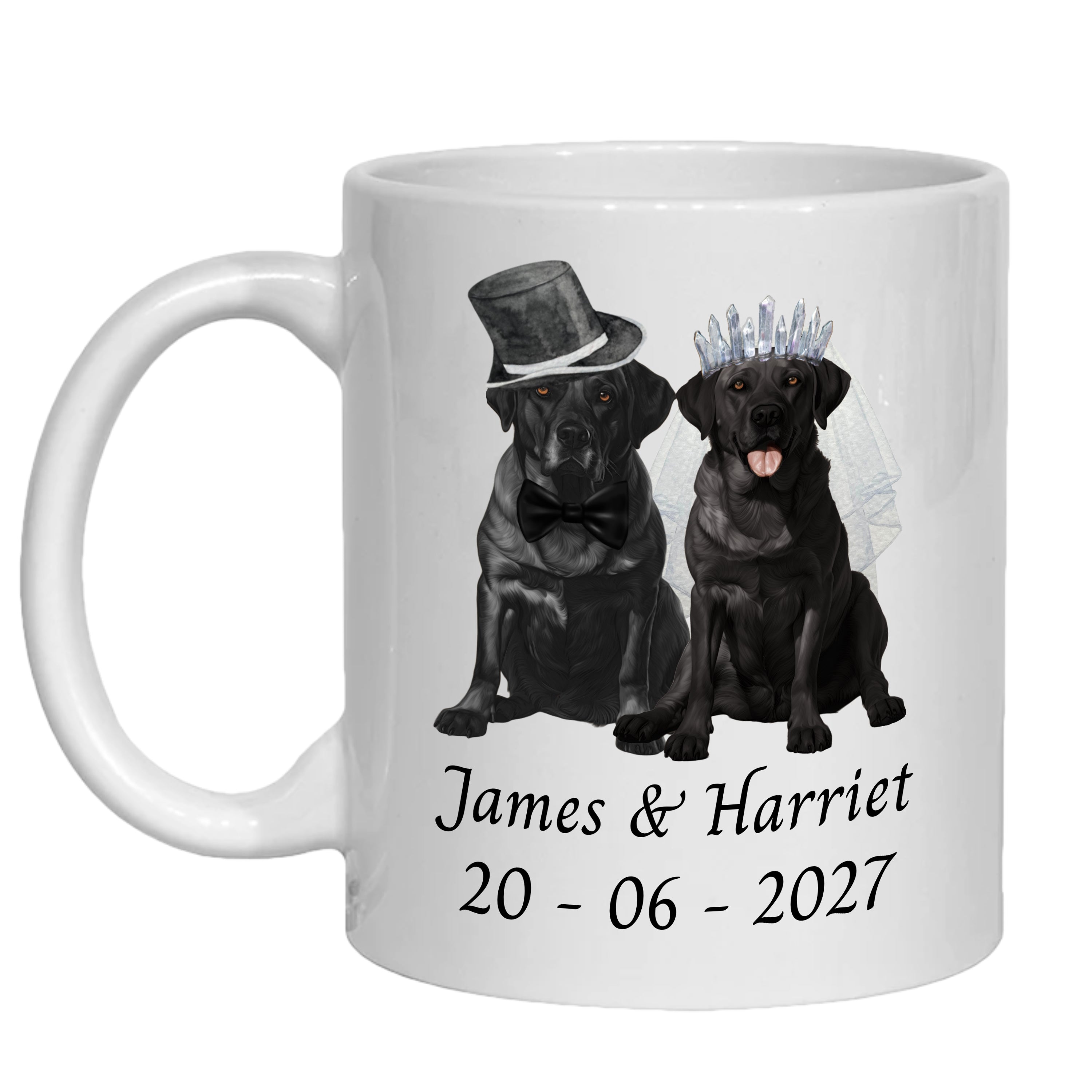 Labrador Wedding Personalised Mug Golden Chocolate Black