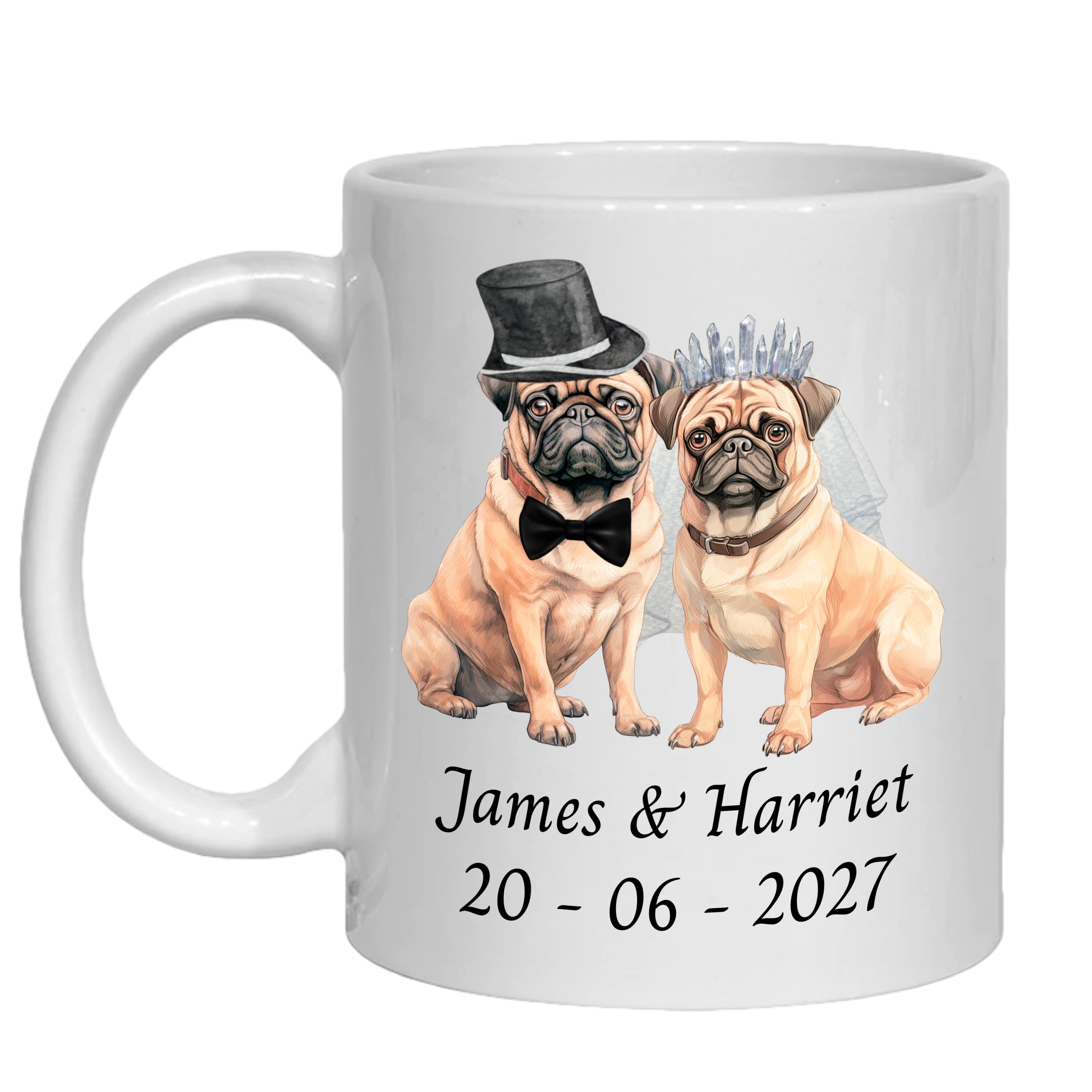 Pug Wedding Personalised Mug Dogs Gift