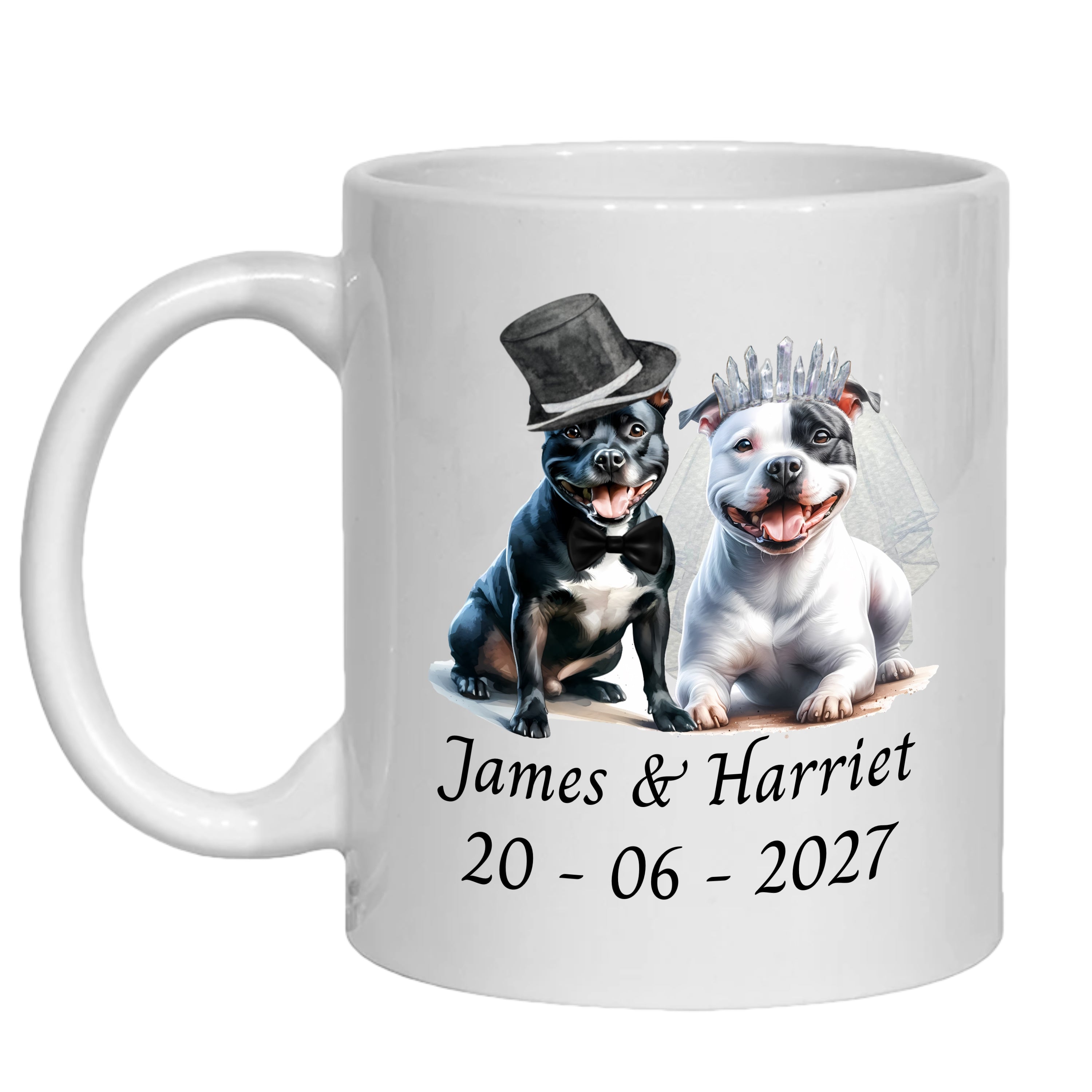 Staffordshire Bull Terrier Wedding Personalised Mug Staffy Dogs