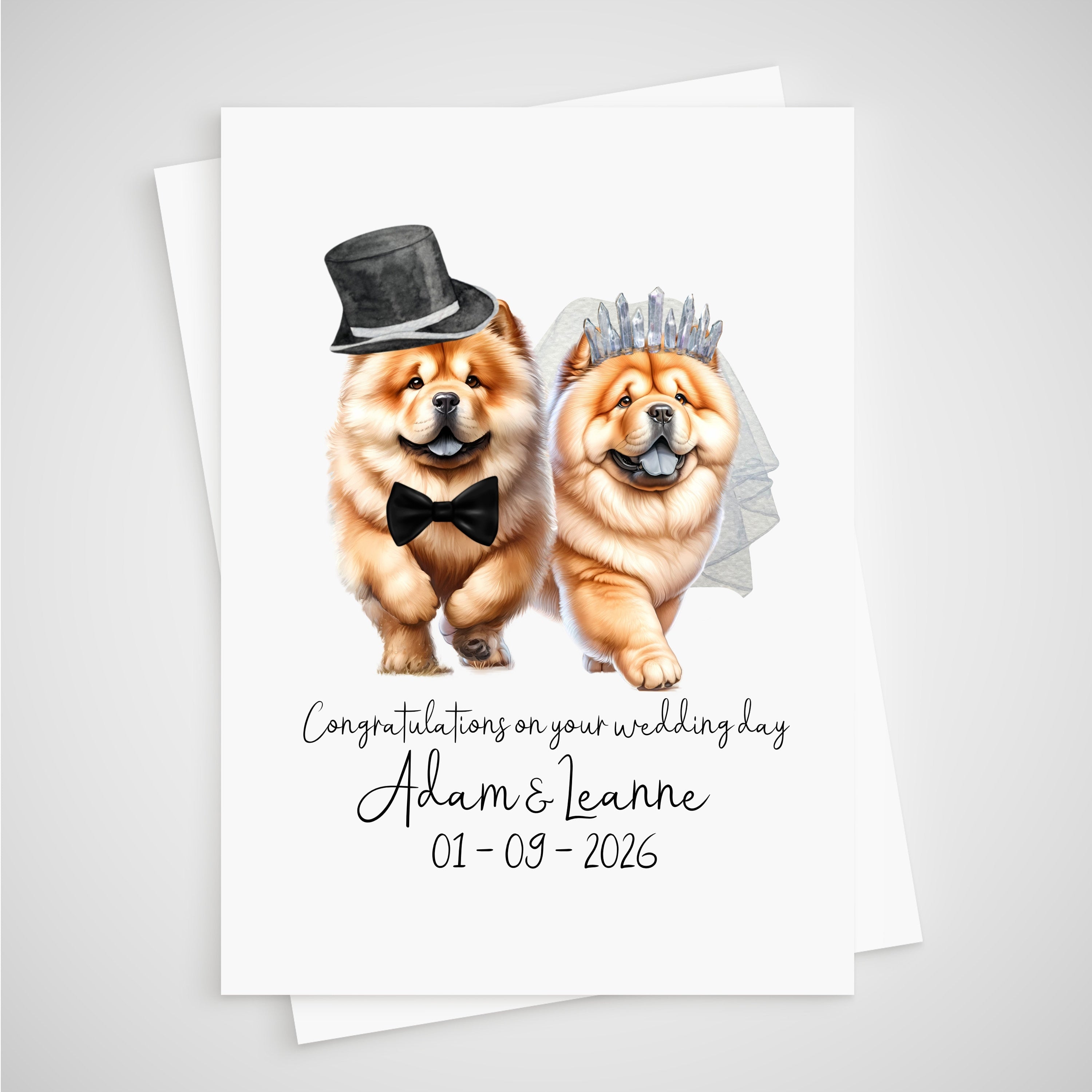 Chow Chow Wedding Card Personalised Dog Bride & Groom