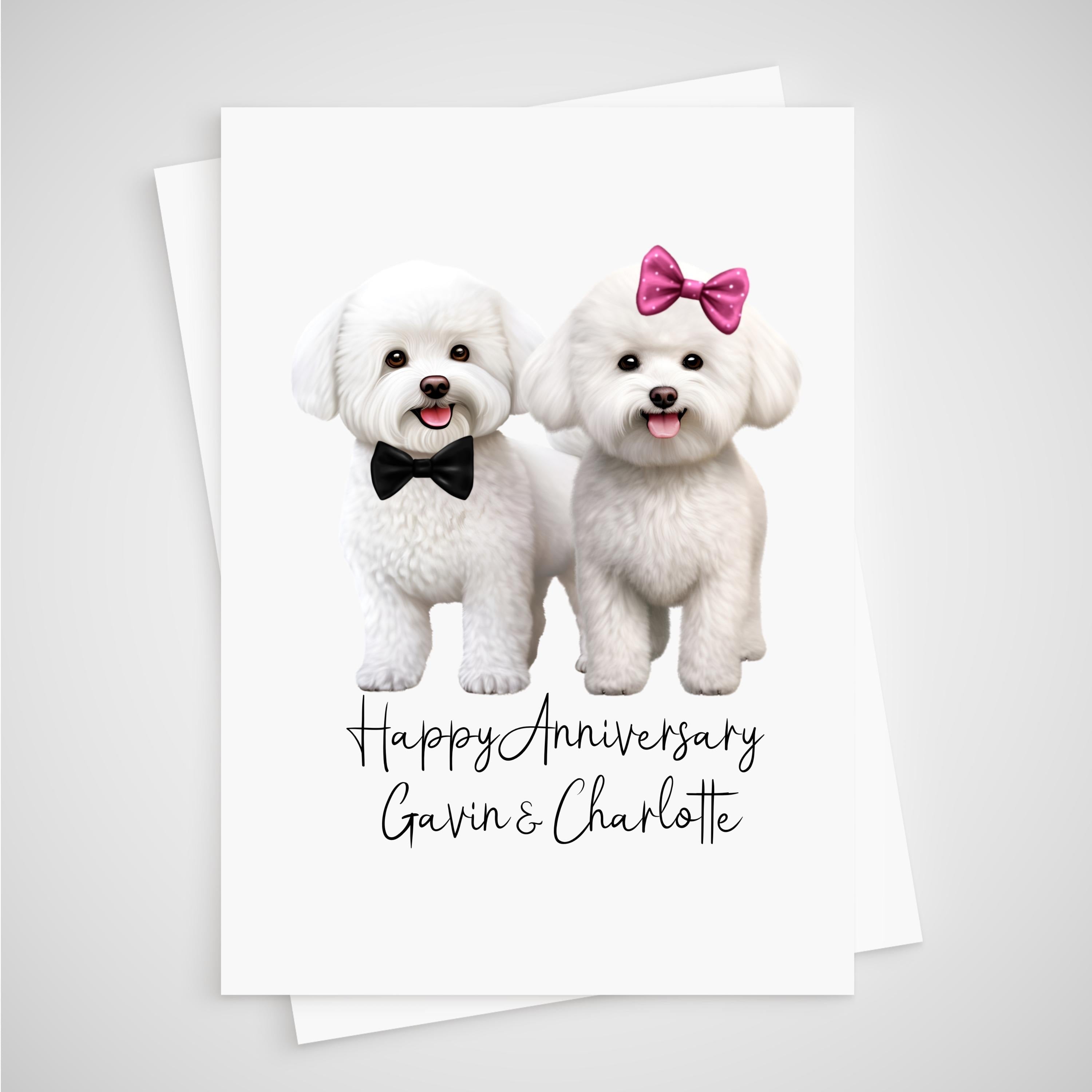 Bichon Frise Anniversary Card Personalised Dog