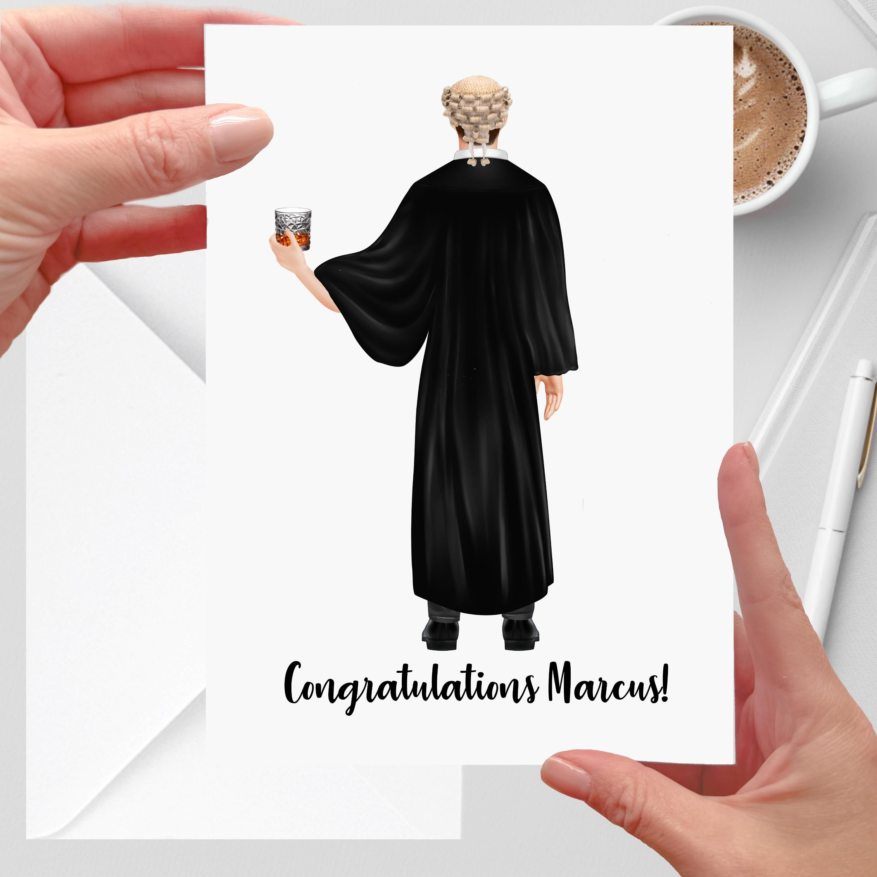 congratulations lawyer card personalised for man passed bar exam solicitor barrister judge