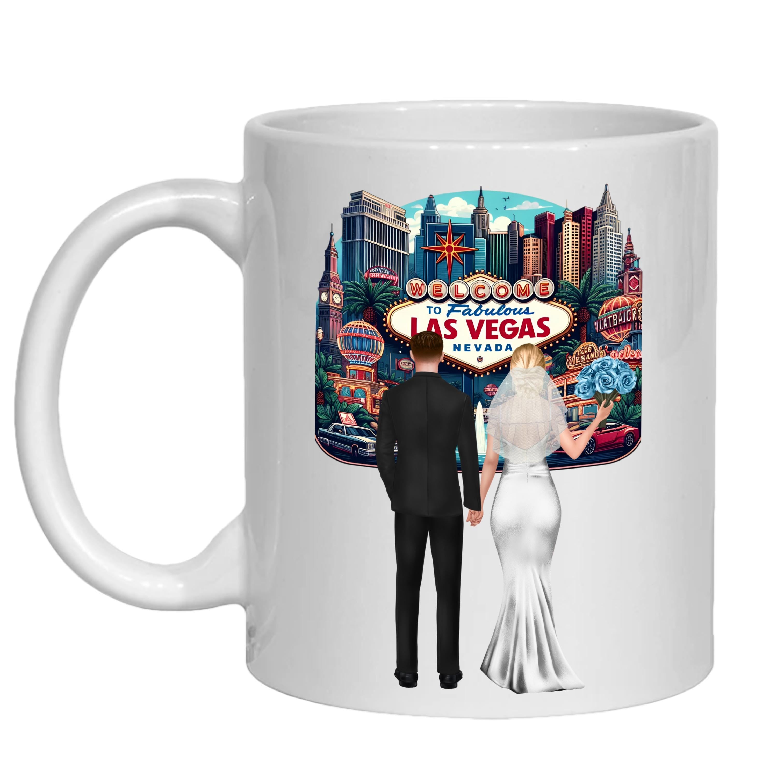 Personalized Las Vegas Wedding Mug gift for Bride & Groom