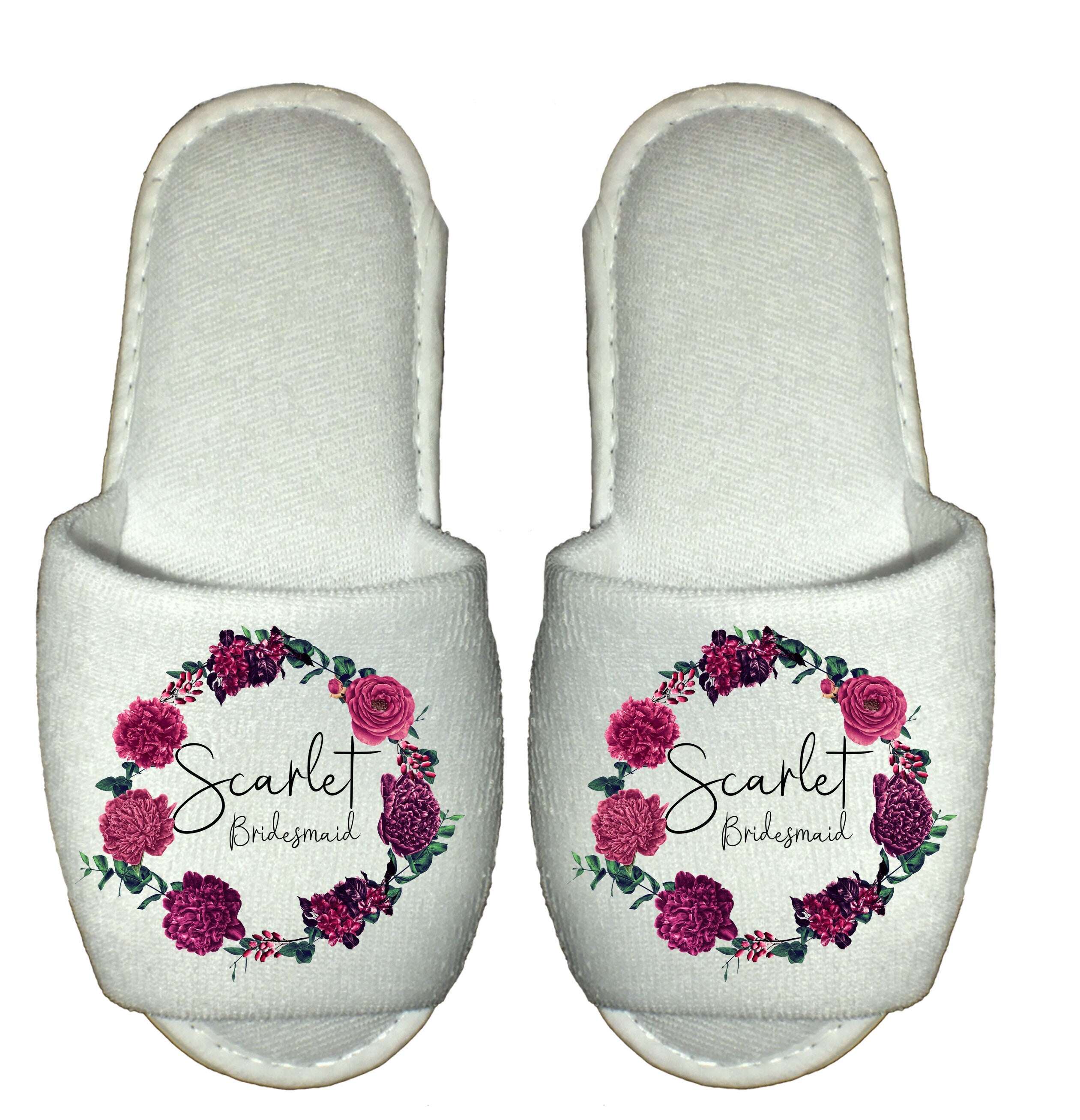 Personalized Wedding Spa Slippers: Floral Bridal Party Gift