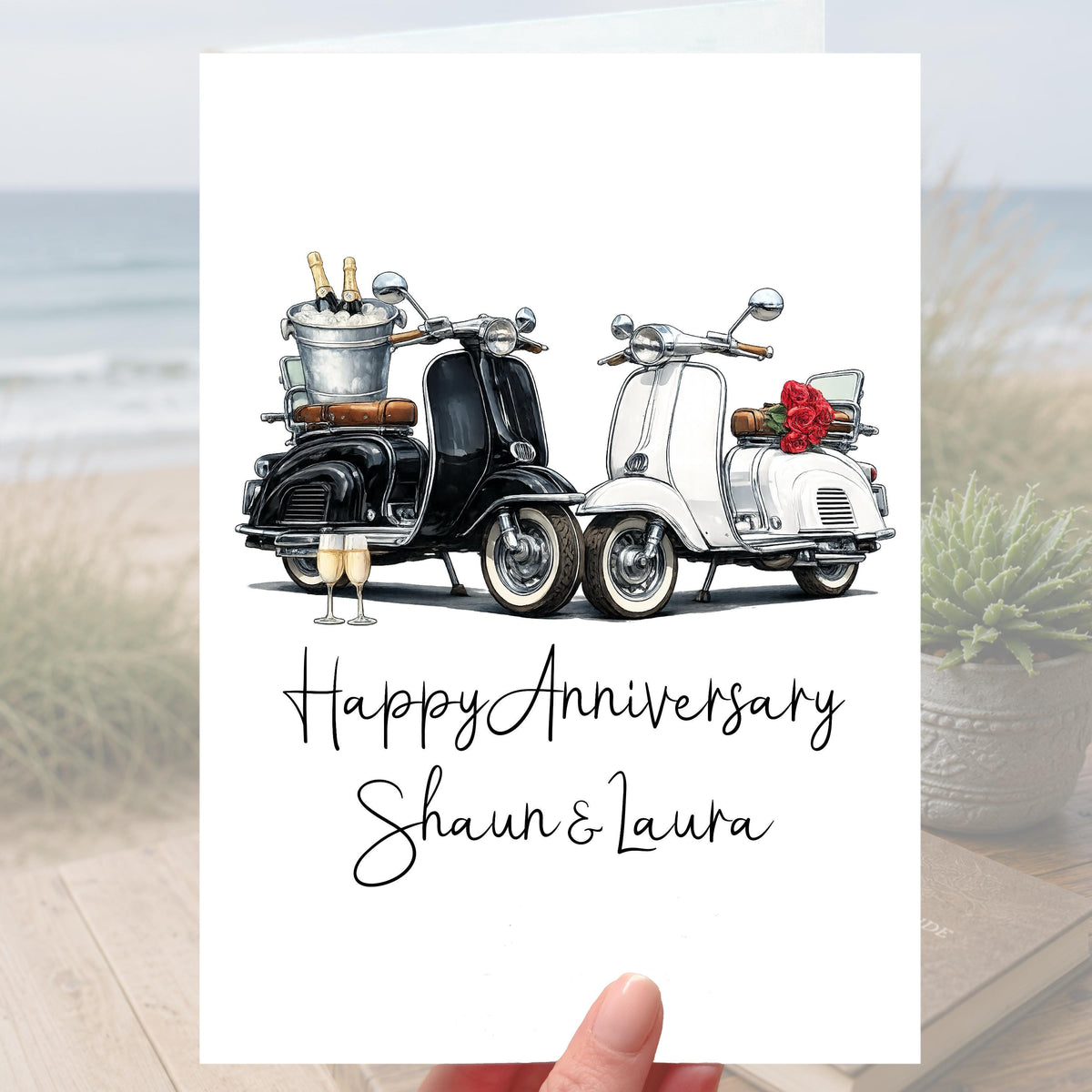 Scooter Anniversary Card Personalised Motorcycle