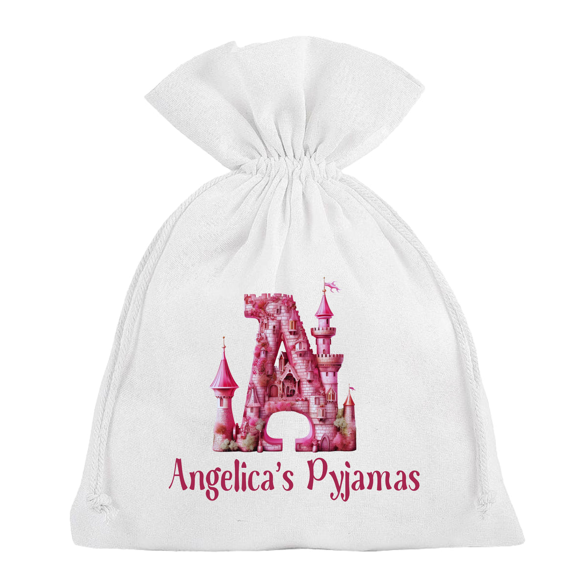Fairy Pyjama Bag Personalised Pink princess castle Sleepover Slumber Party PJ's