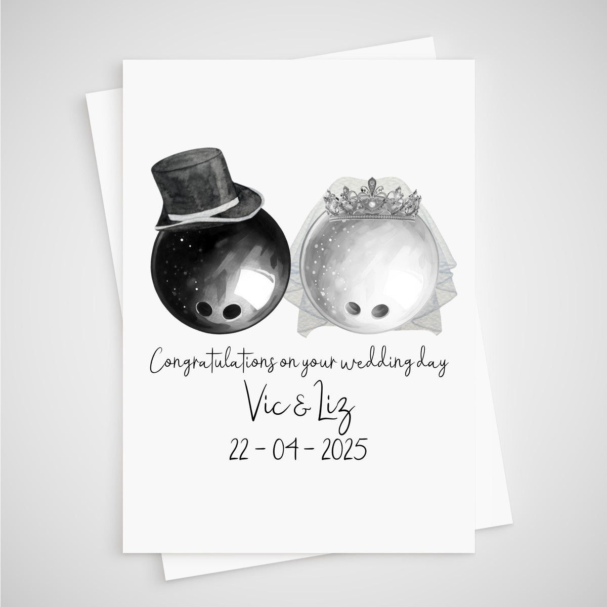Bowling Wedding Card Personalised Ten-Pin Skittles