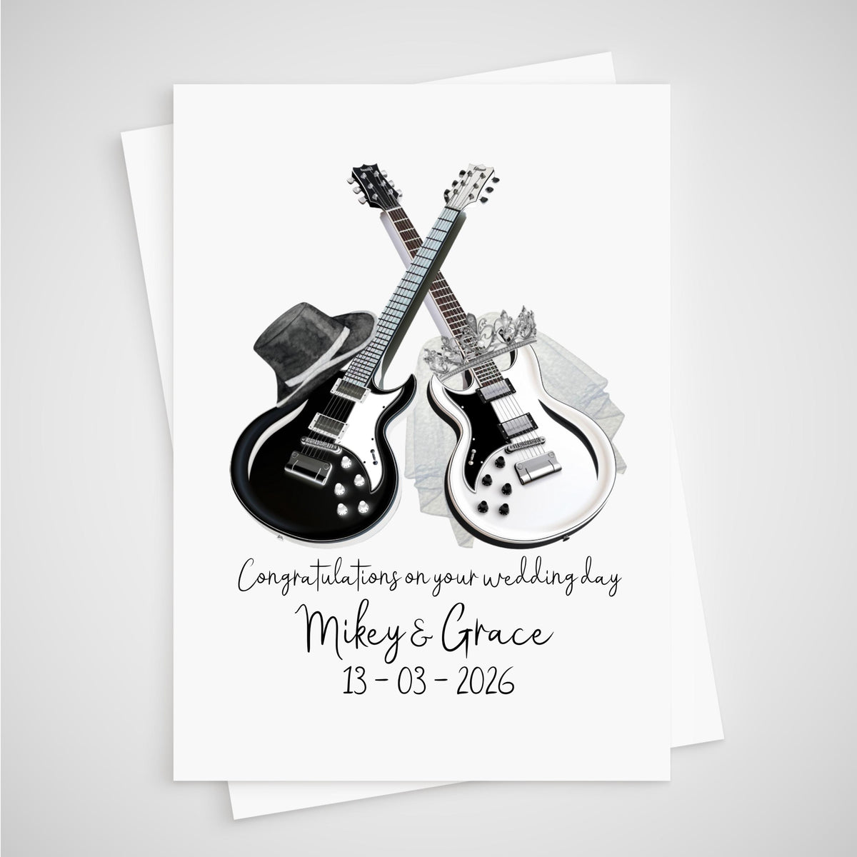 Guitar Wedding Card Personalised Musician