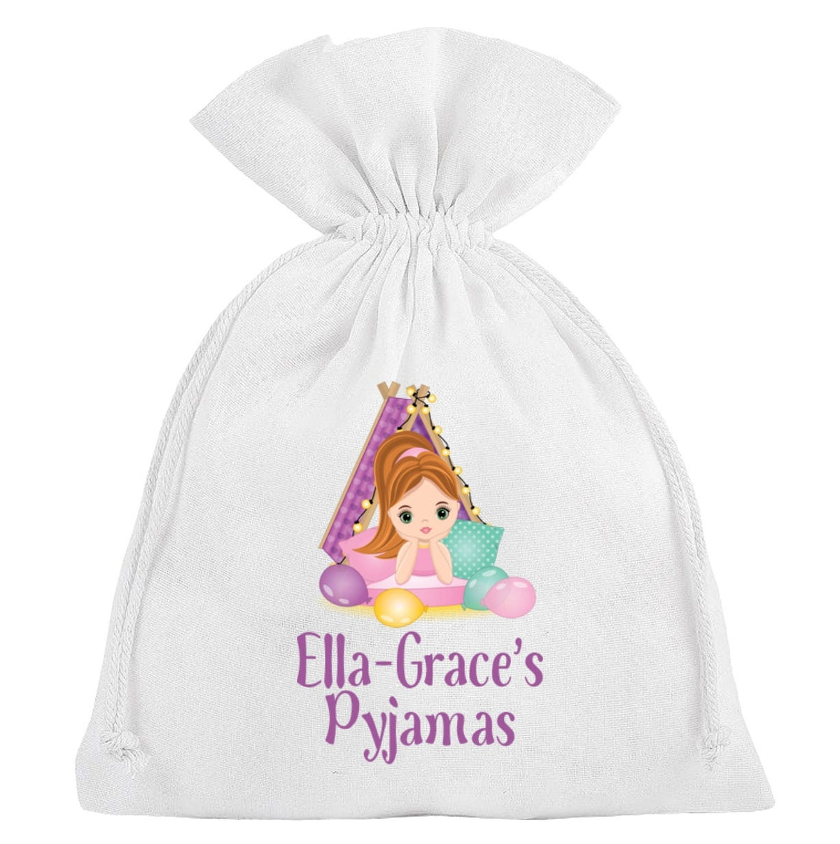 Teepee Pyjama Bag Personalised for girls Sleepover Slumber Party