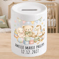 Personalised Baby Money Box Toys - New baby Savings piggy bank - gift for newborn