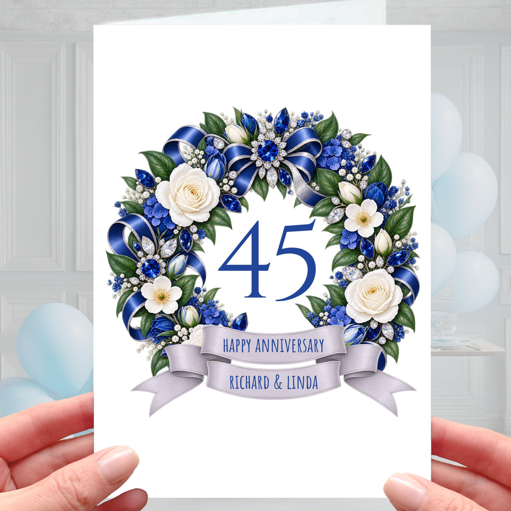 Happy 45th Anniversary Card - Personalised Sapphire Wedding 45 years