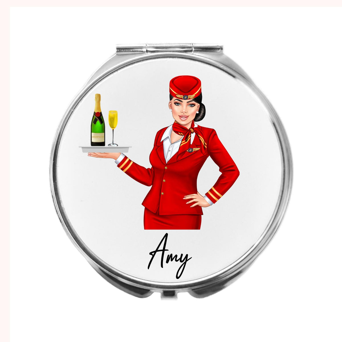 Air Hostess Mirror Personalised Compact Flight Attendant Cabin Crew