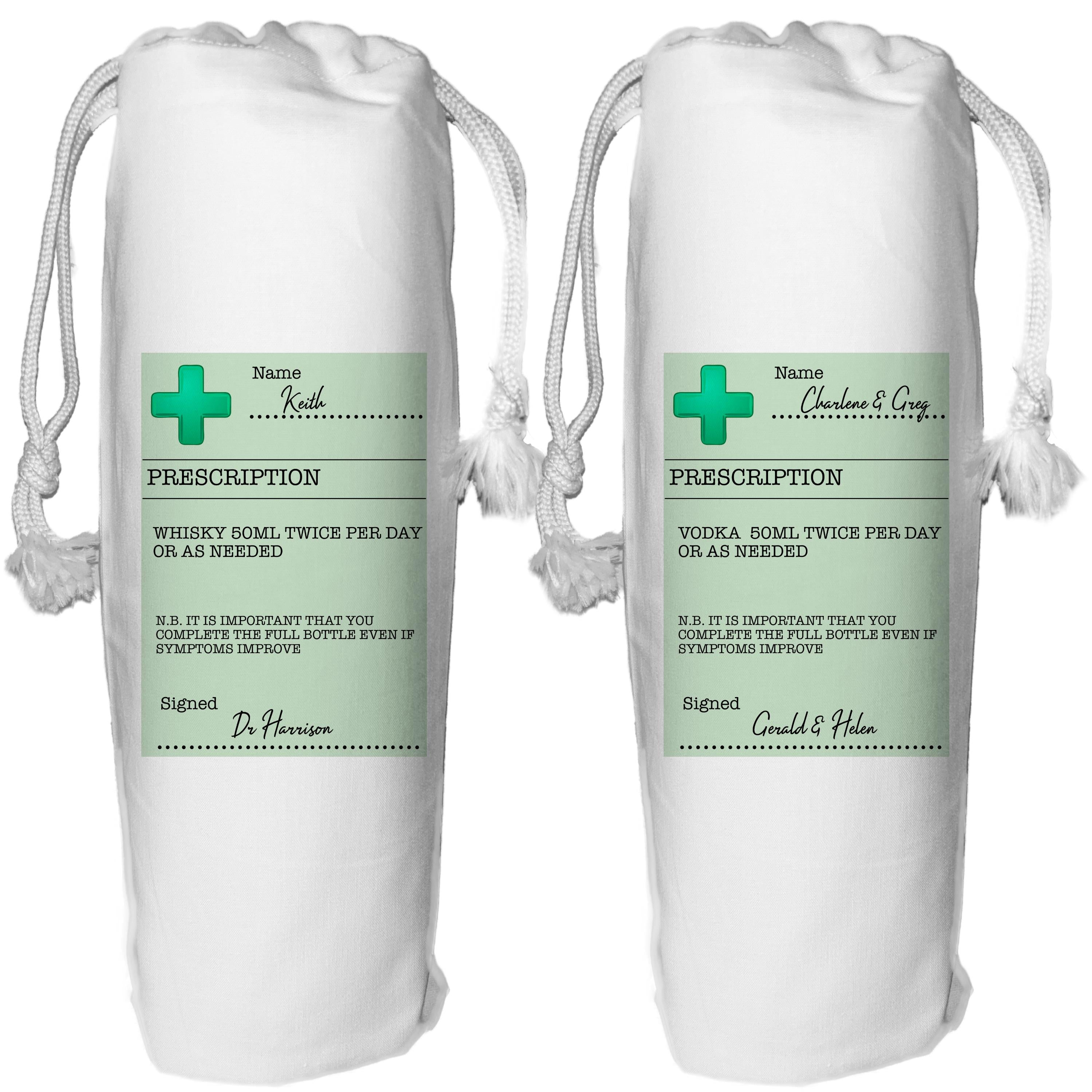Prescription Gin Vodka Whiskey Gift Bag Personalised  Get Well Soon Gift